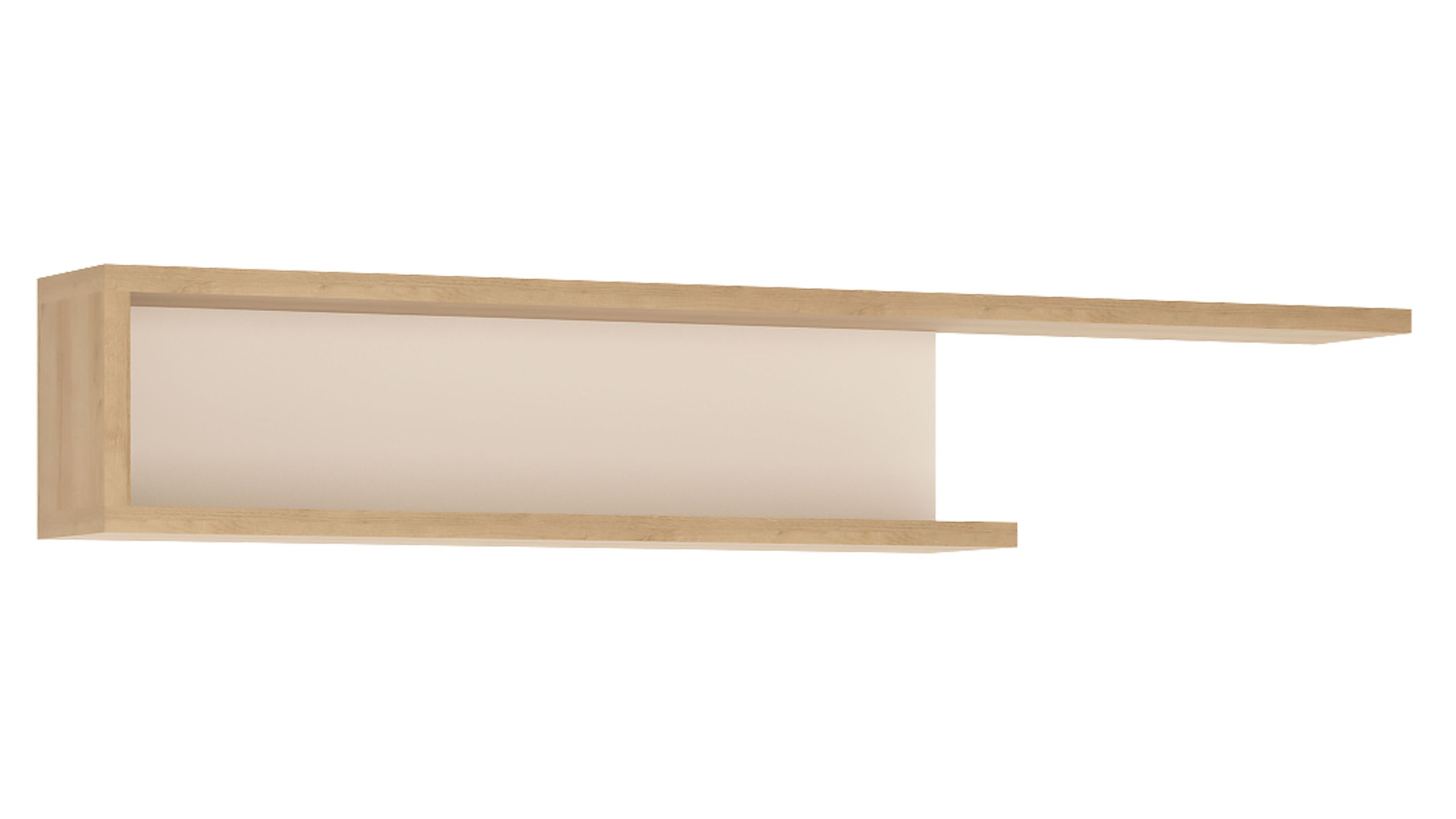 Rechteckiges Wandboard mit offener Ablagefläche in weiß und heller Holzoptik