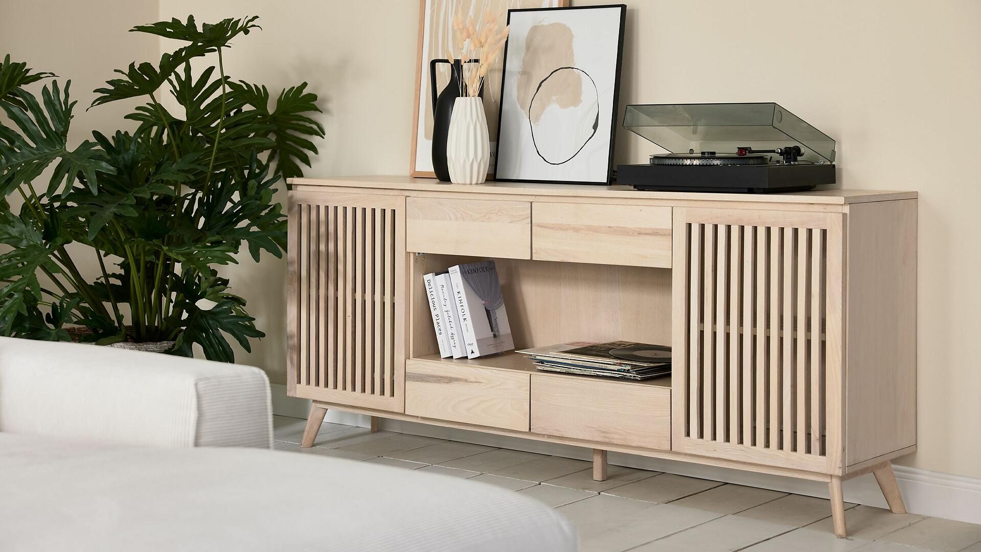 Ludwig Gutmann Sideboard Roomio No. 2000 weiß gewaschene Esche LED-Beleuchtung 180 cm online bestellen