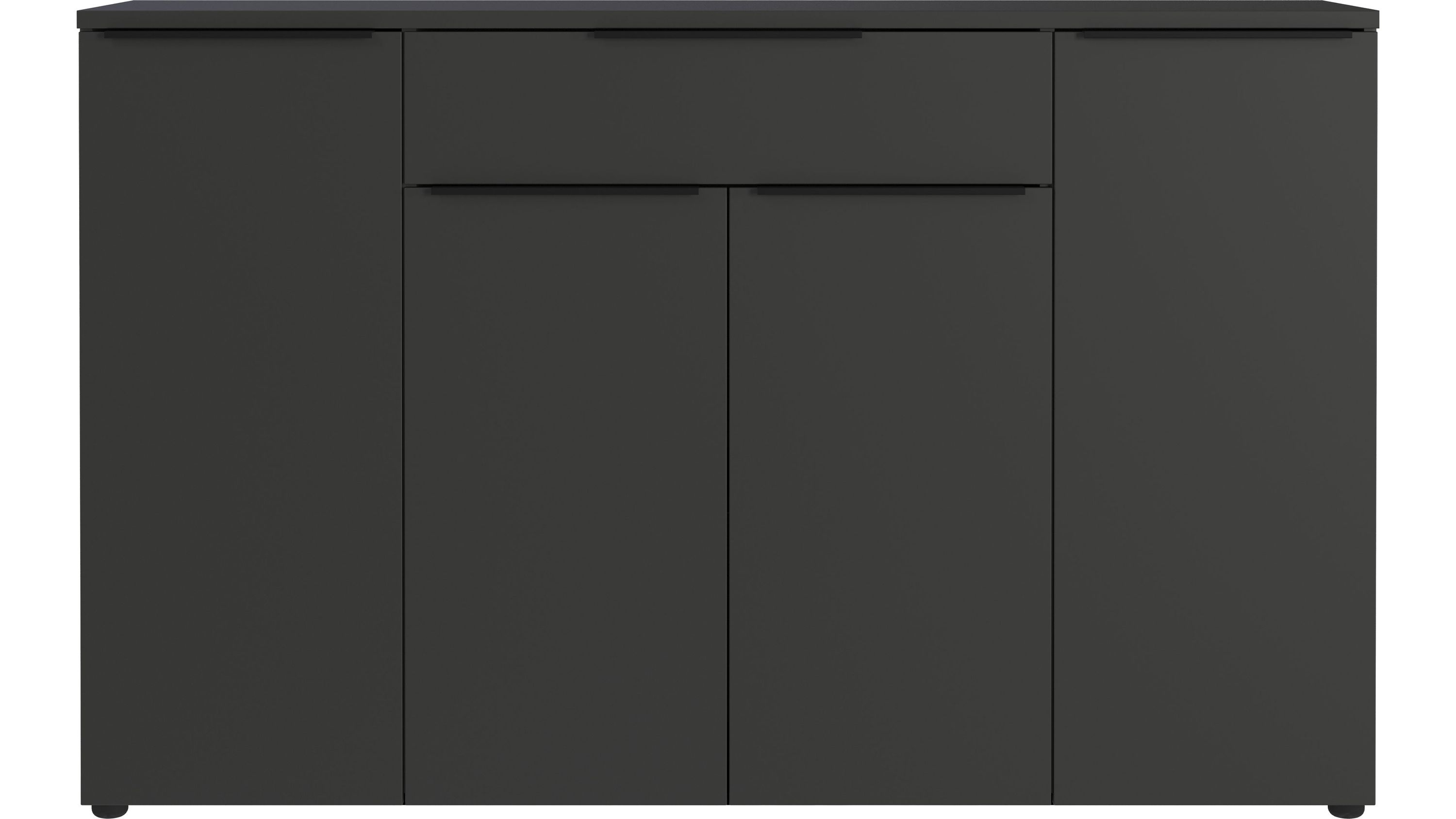 Sideboard mit vier Türen und einer Schublade in dunkler Farbe