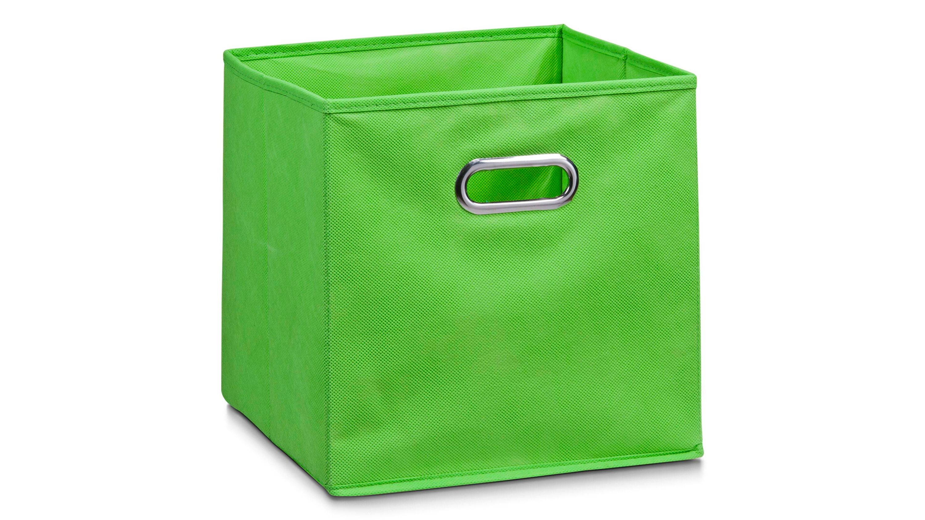 Grüne quadratische Faltbox mit Metallgrifföffnung vorne