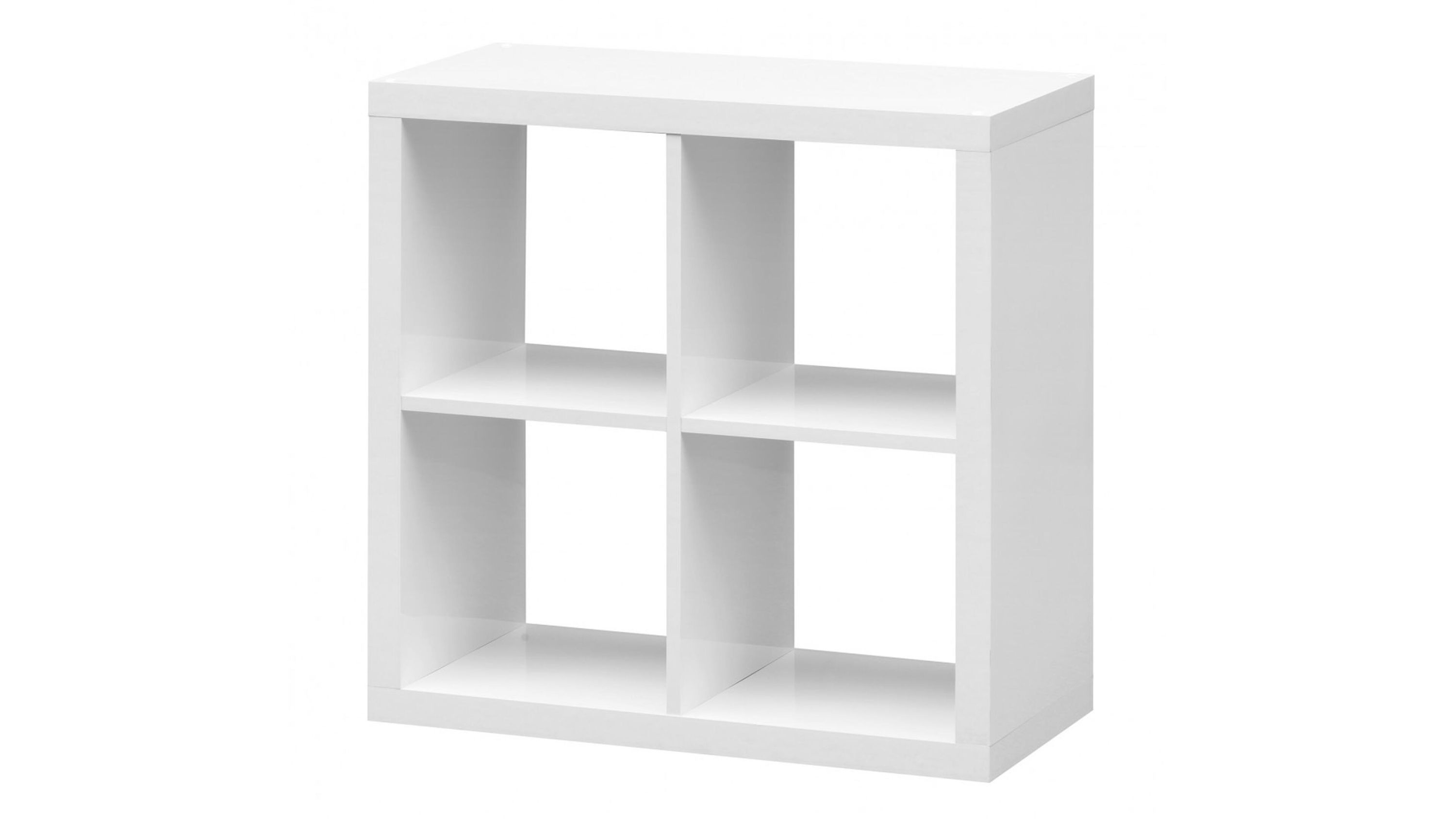 Raumteiler bzw. Bücherregal oder Wandregal mattweiße Kunststoffoberflächen - vier Fächer, ca. 77 x 77 x 38 cm