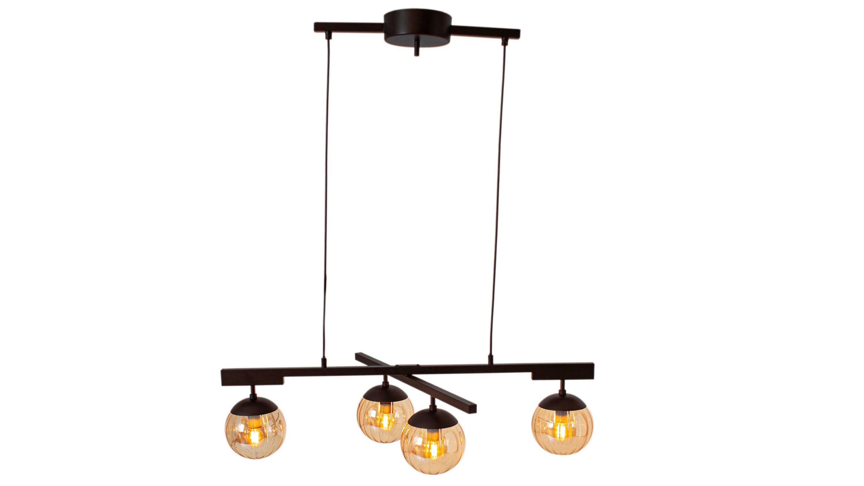 BY RYDÉNS Leuchten Serie Labelle - Hängeleuchte amberfarbenes Glas & Schwarz - Länge ca. 90 cm