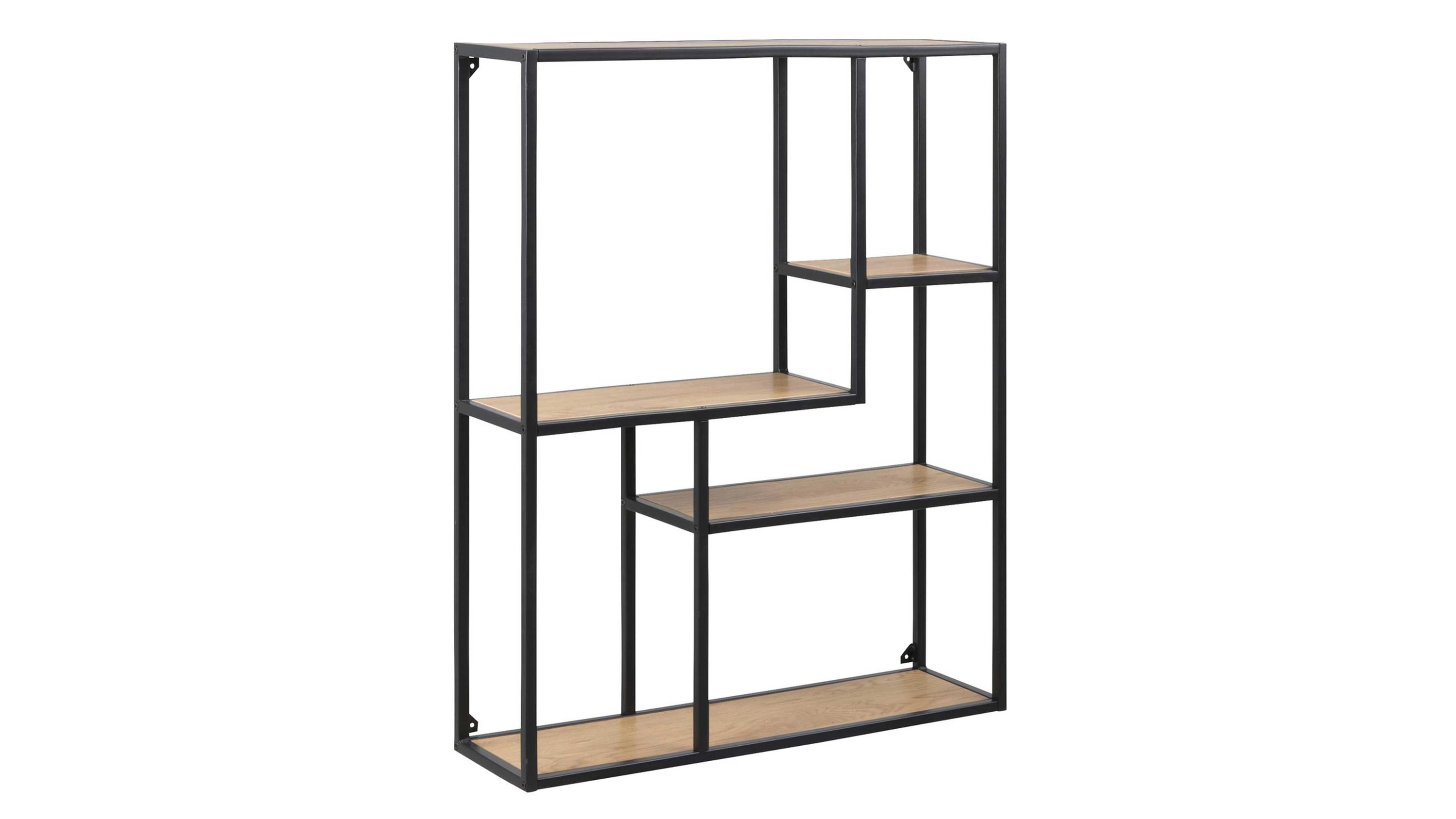 Regal Seaford im Industrielook, auch als Büromöbel einsetzbar Wildeiche & Schwarz  ca. 75 x 91 cm