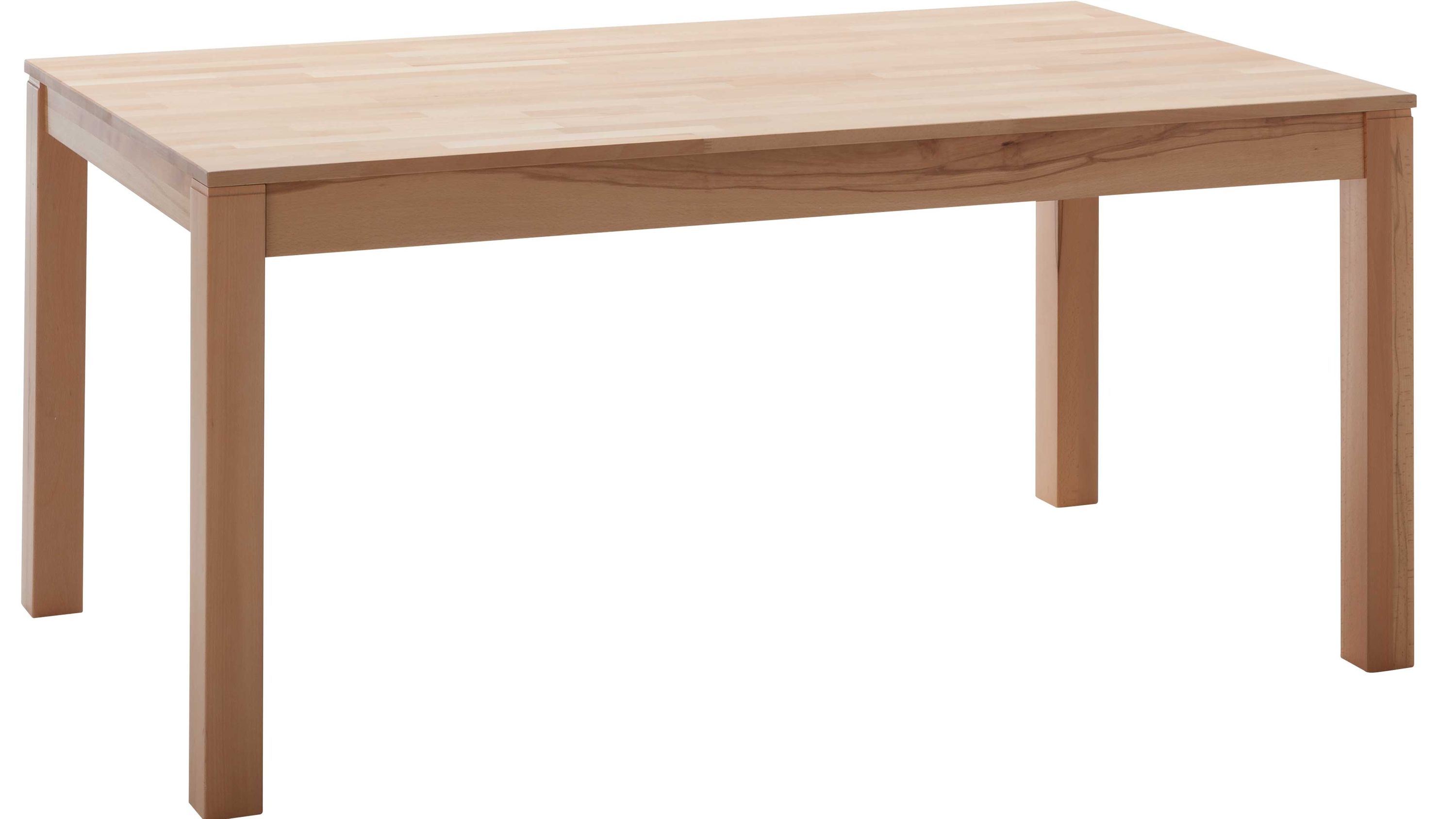 Rechteckiger Holztisch mit vier Beinen und hellem Holzton