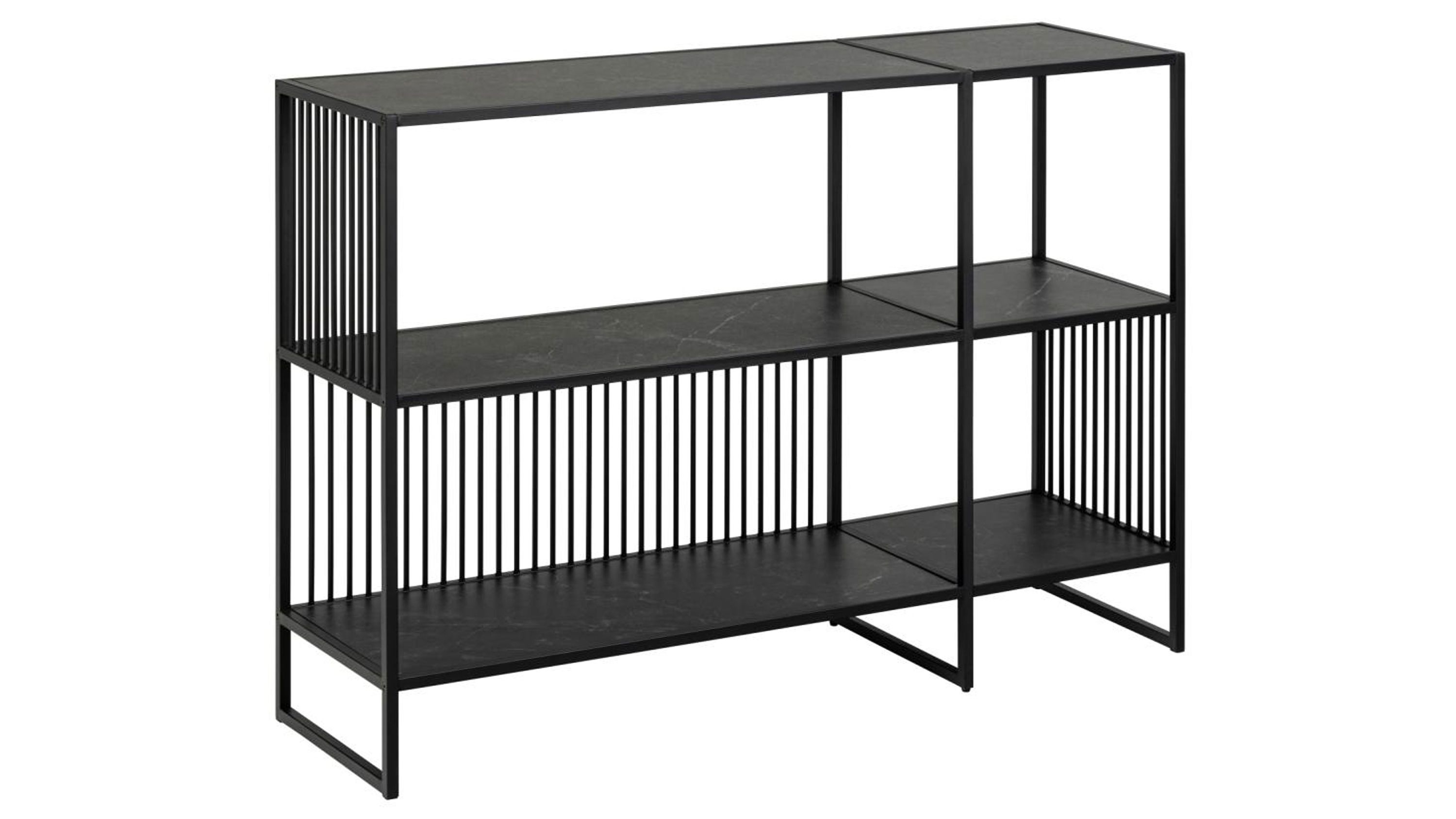 Regal Strington schwarzes Metallgestell & schwarze Marmoroptik - Breite ca. 120 cm