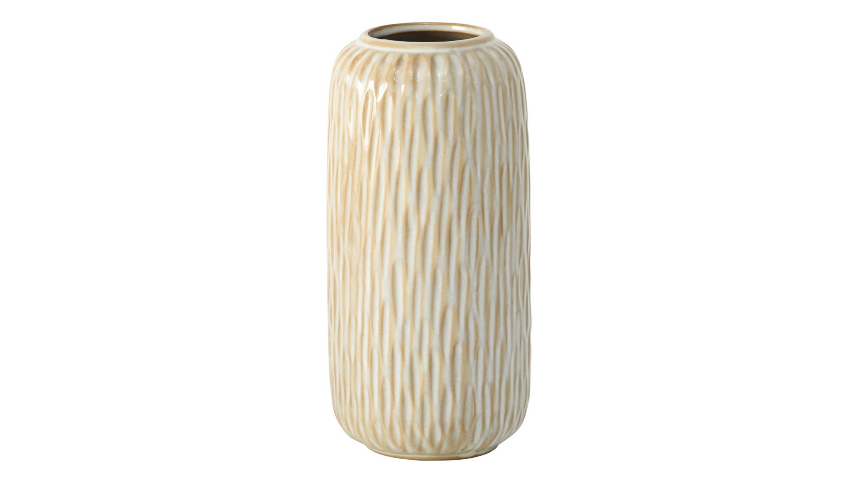 Zylindrische Vase mit strukturierter Oberfläche in Cremeweiß Zylindrische cremeweiße Vase mit strukturierter Oberfläche