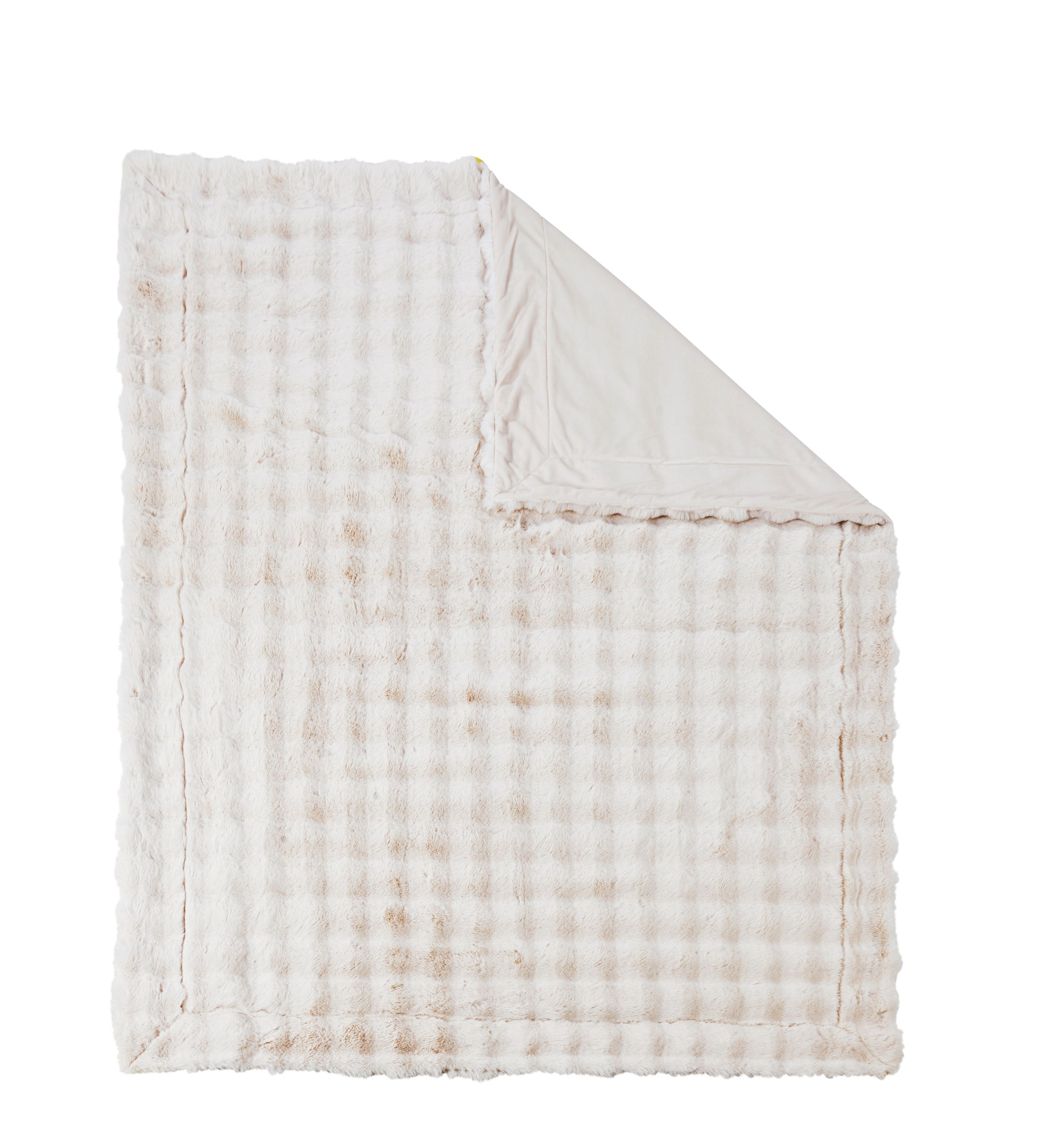 Beige Wohndecke mit strukturierter Oberfläche und glatter Rückseite