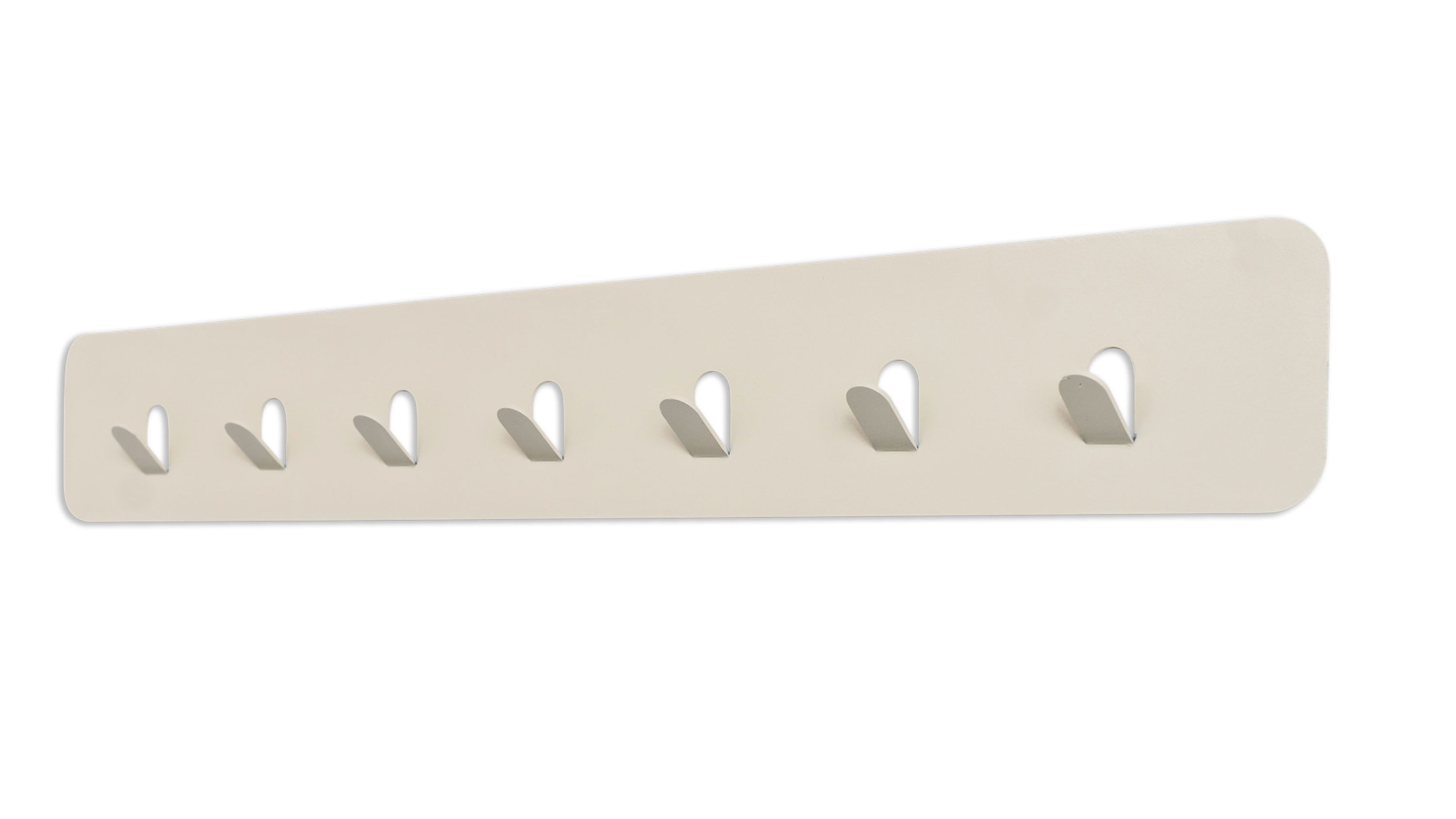 Garderobenleiste mit sieben Haken in Cremeweiß Cremeweiße Garderobenleiste mit sieben Haken und abgerundeten Ecken