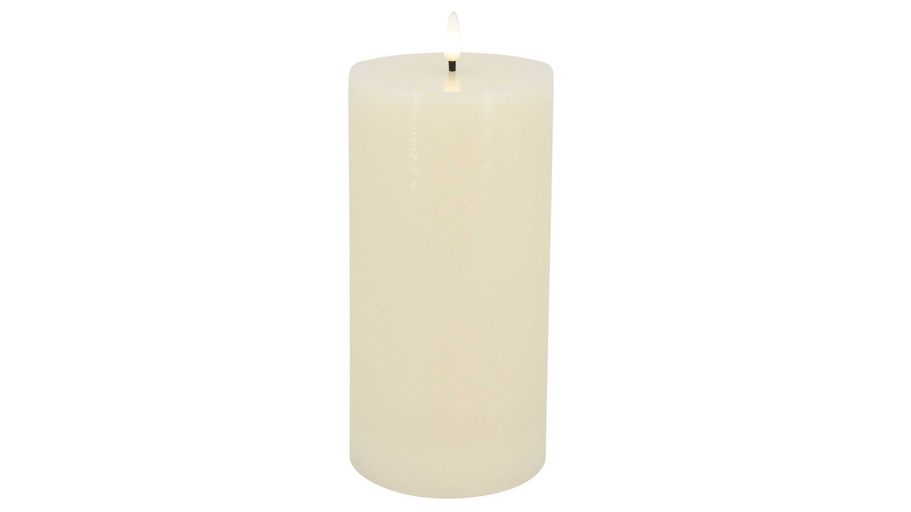 Zylindrische cremefarbene LED-Stumpenkerze mit Flamme
