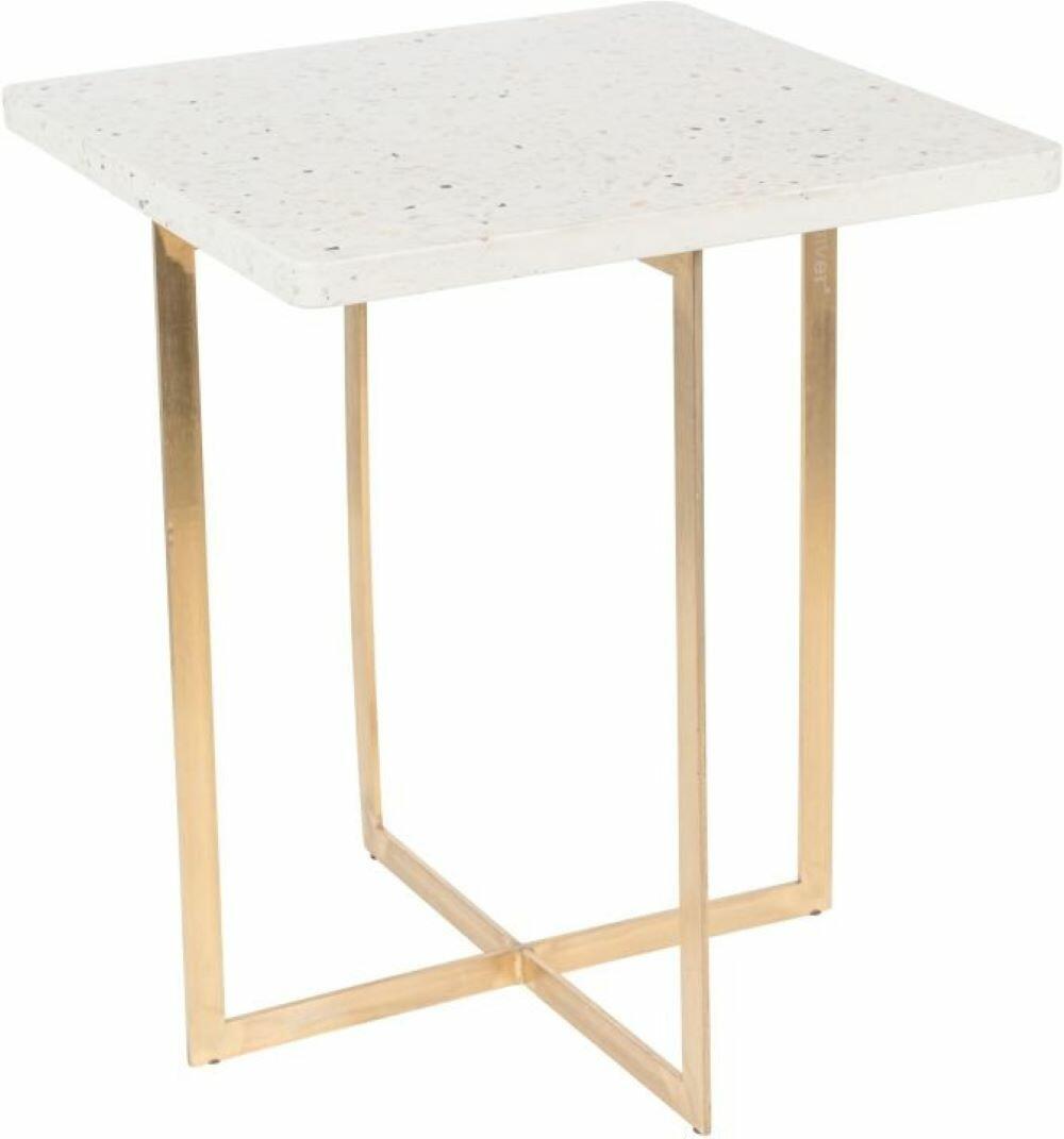 Zuiver Beistelltisch Luigi quadratisch weiß gold Terrazzo 40 x 45 x 40 cm modern elegant online bestellen