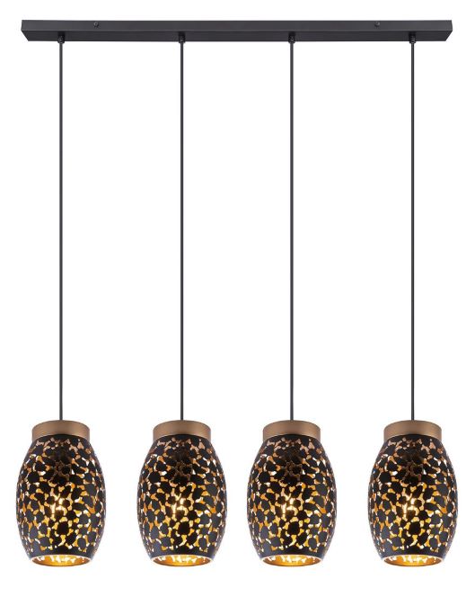 GLOBO Handels Hängeleuchte Leuchte Goldfarben schwarz matt 120 cm E27