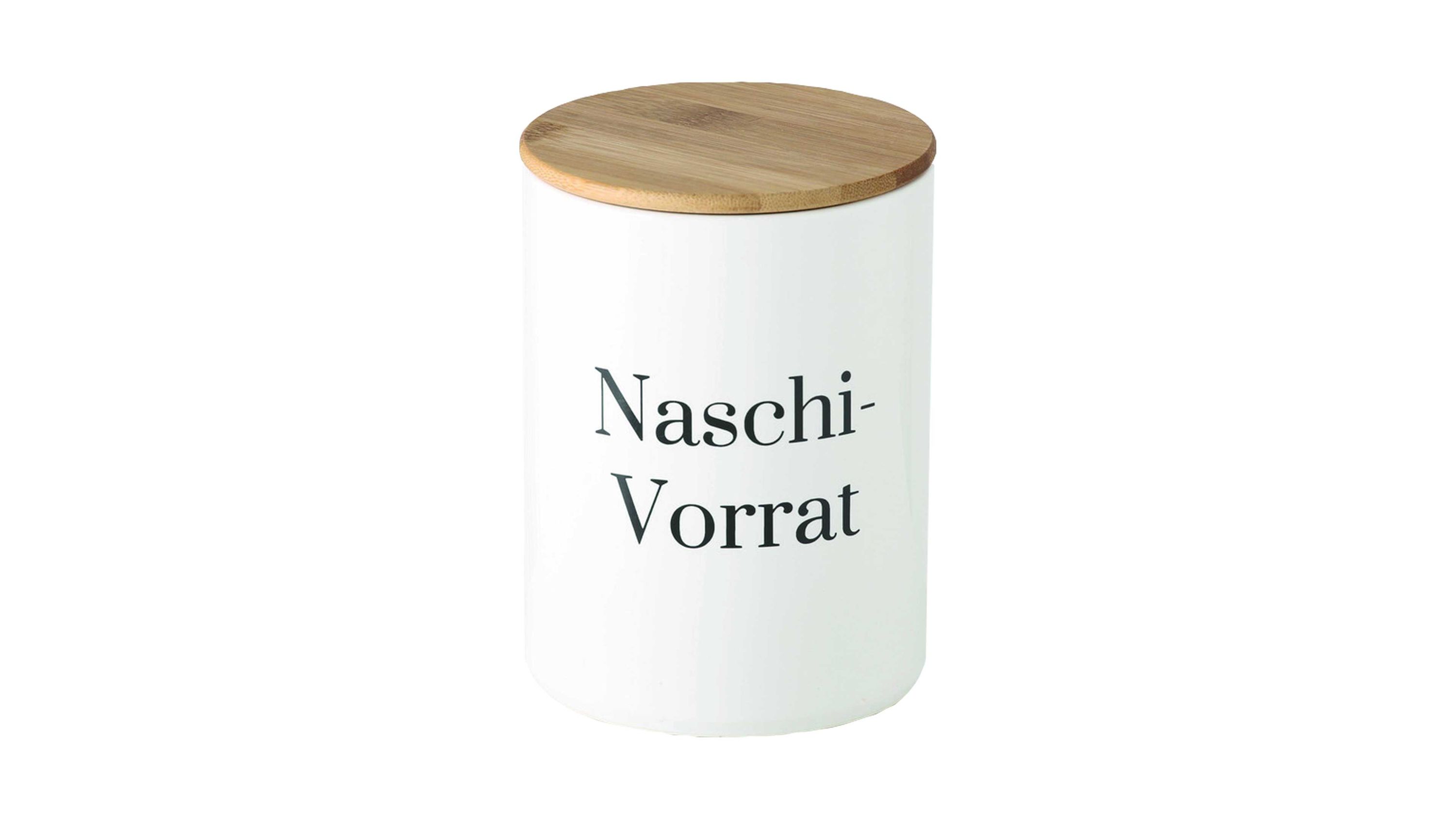 Steingutdose Naschi-Versteck Weiß & Bambus - Höhe ca. 16 cm