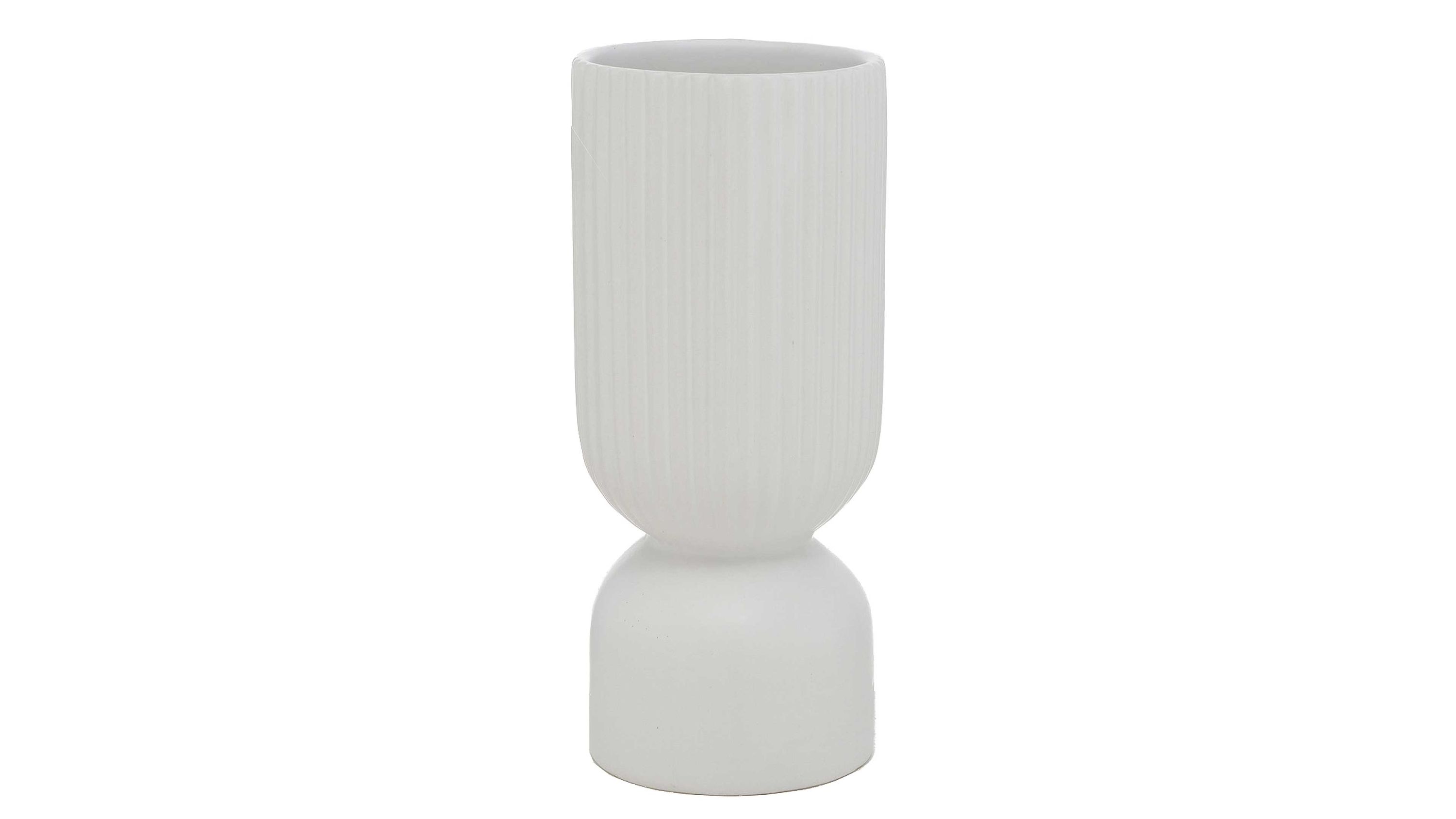 Vase Gino geriffelter Fuß - weißes Dolomit, Höhe ca. 23 cm