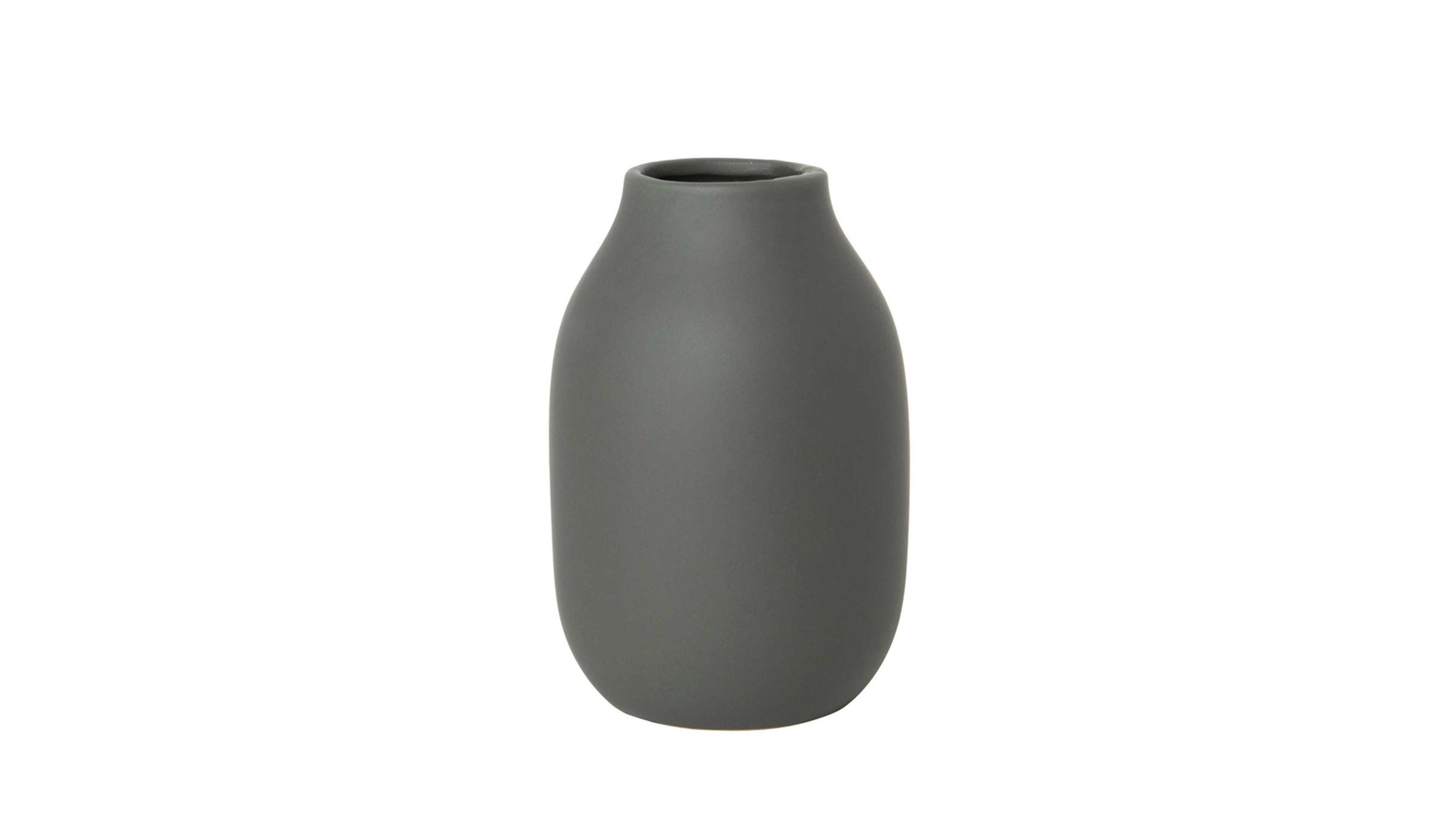 Vase mit bauchiger Form und schmalem Hals in agavengrüner Farbe