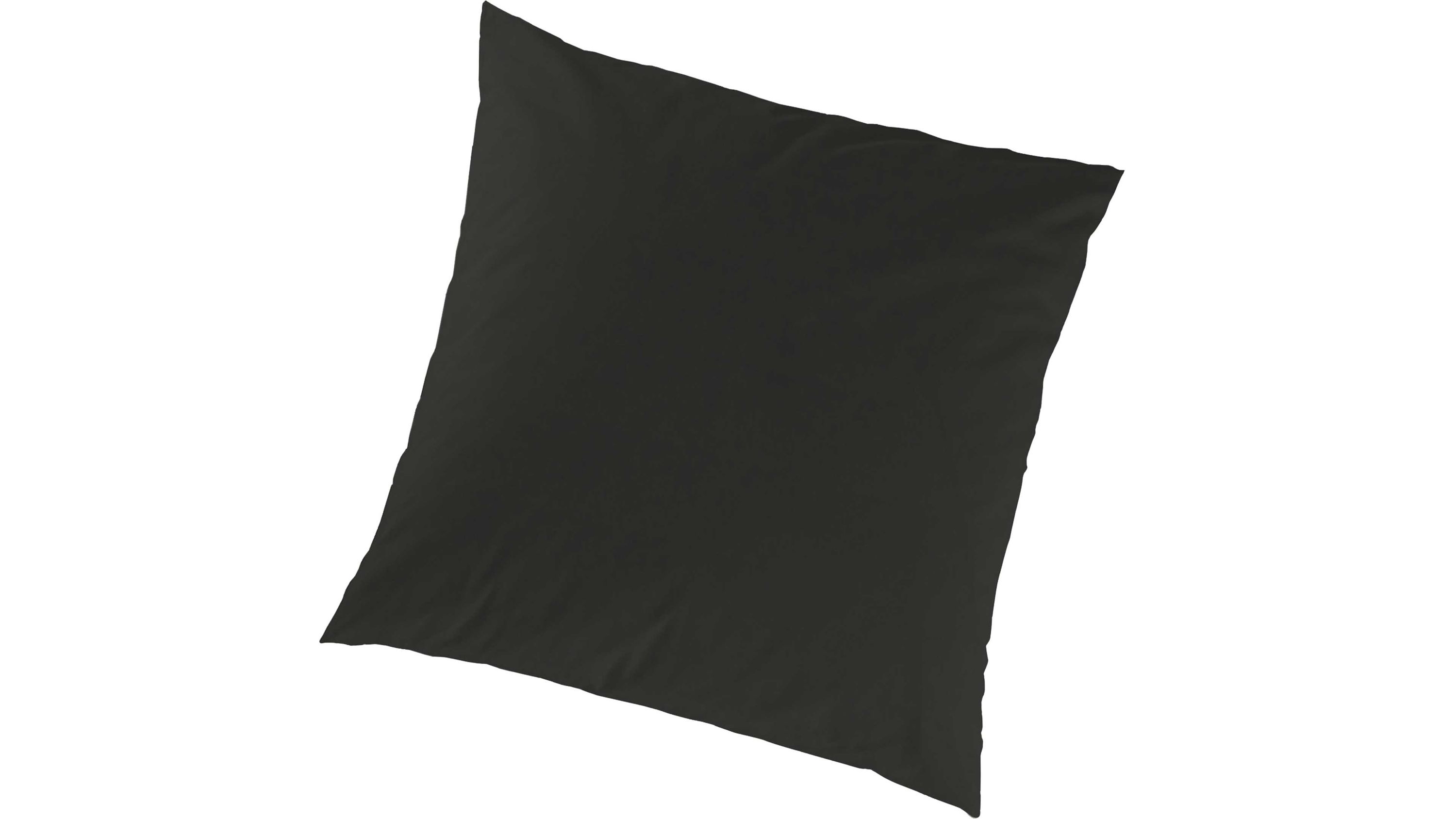 Quadratischer schwarzer Kissenbezug aus Satin mit glatter Oberfläche