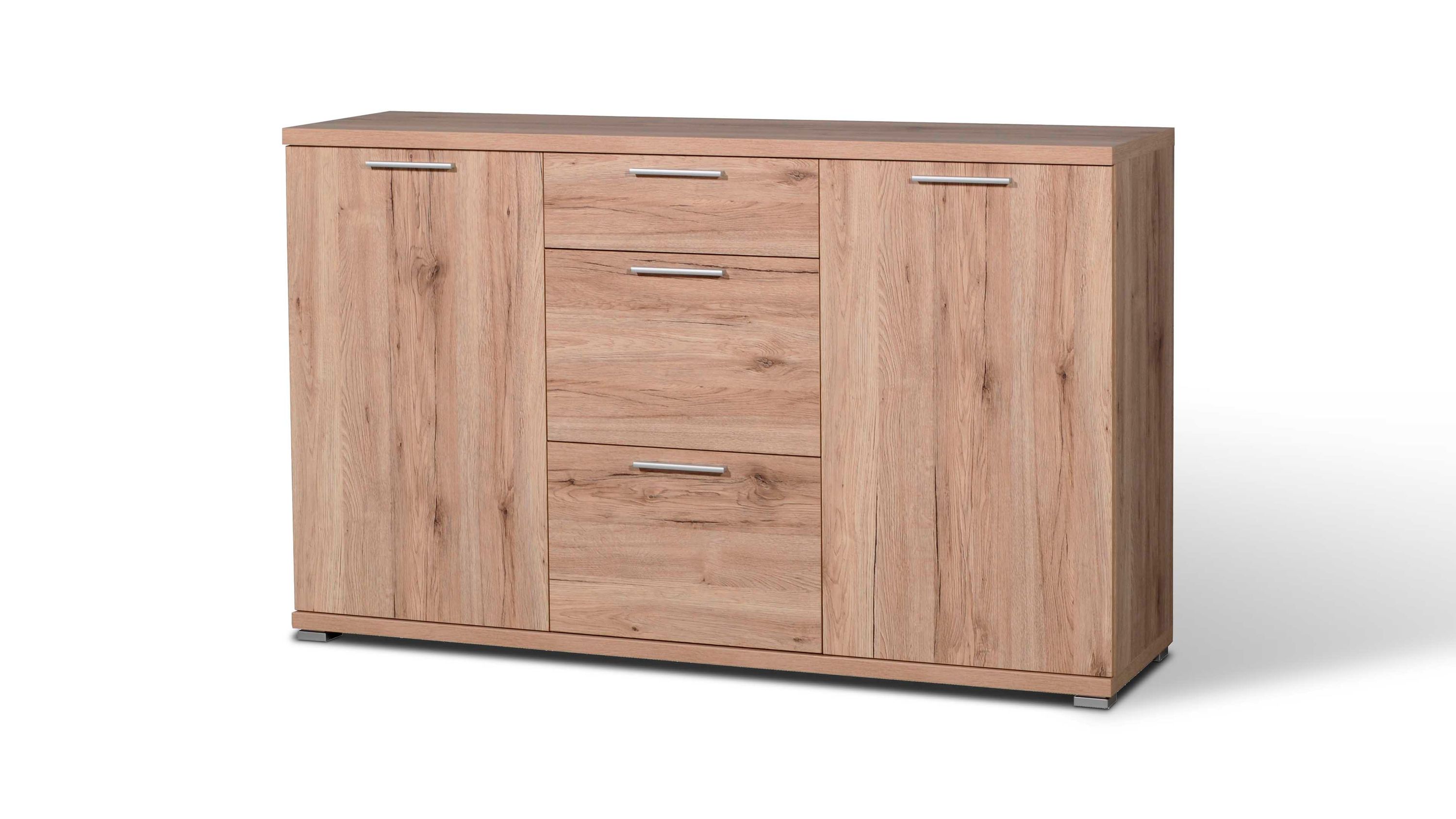 Sideboard mit zwei Türen und drei Schubladen in Holzoptik hellbraun