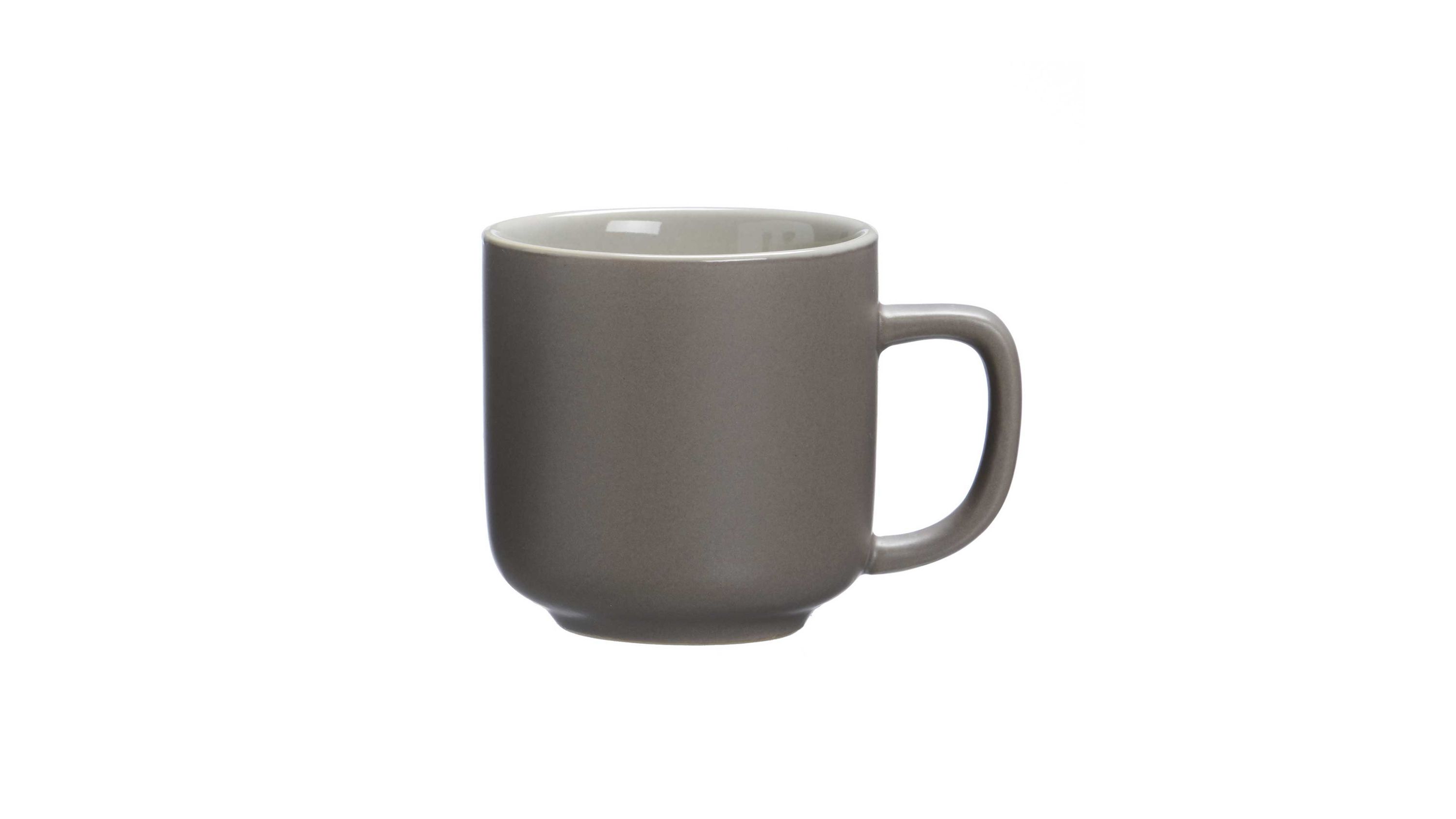 Runde Espressotasse mit Henkel in taupefarben