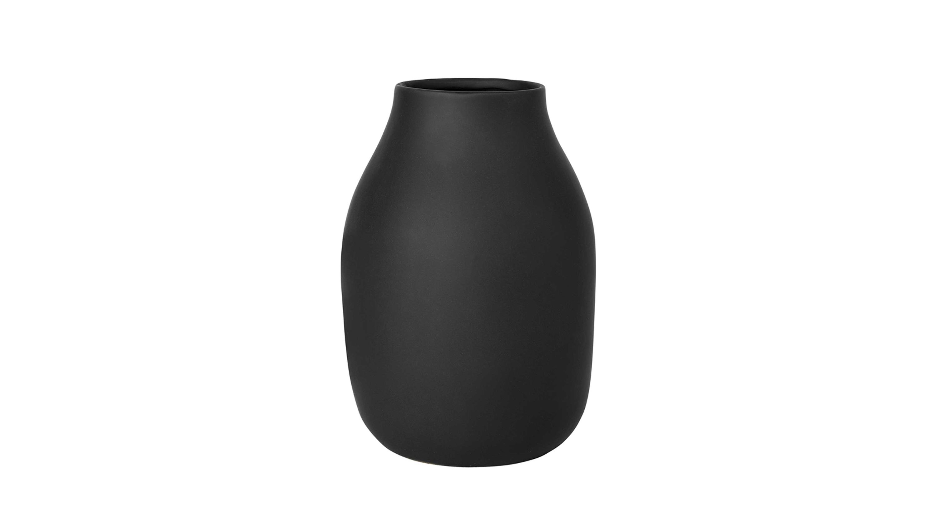Dunkelgraue Vase mit bauchiger Form Dunkelgraue Vase mit bauchiger Form und schmalem Hals