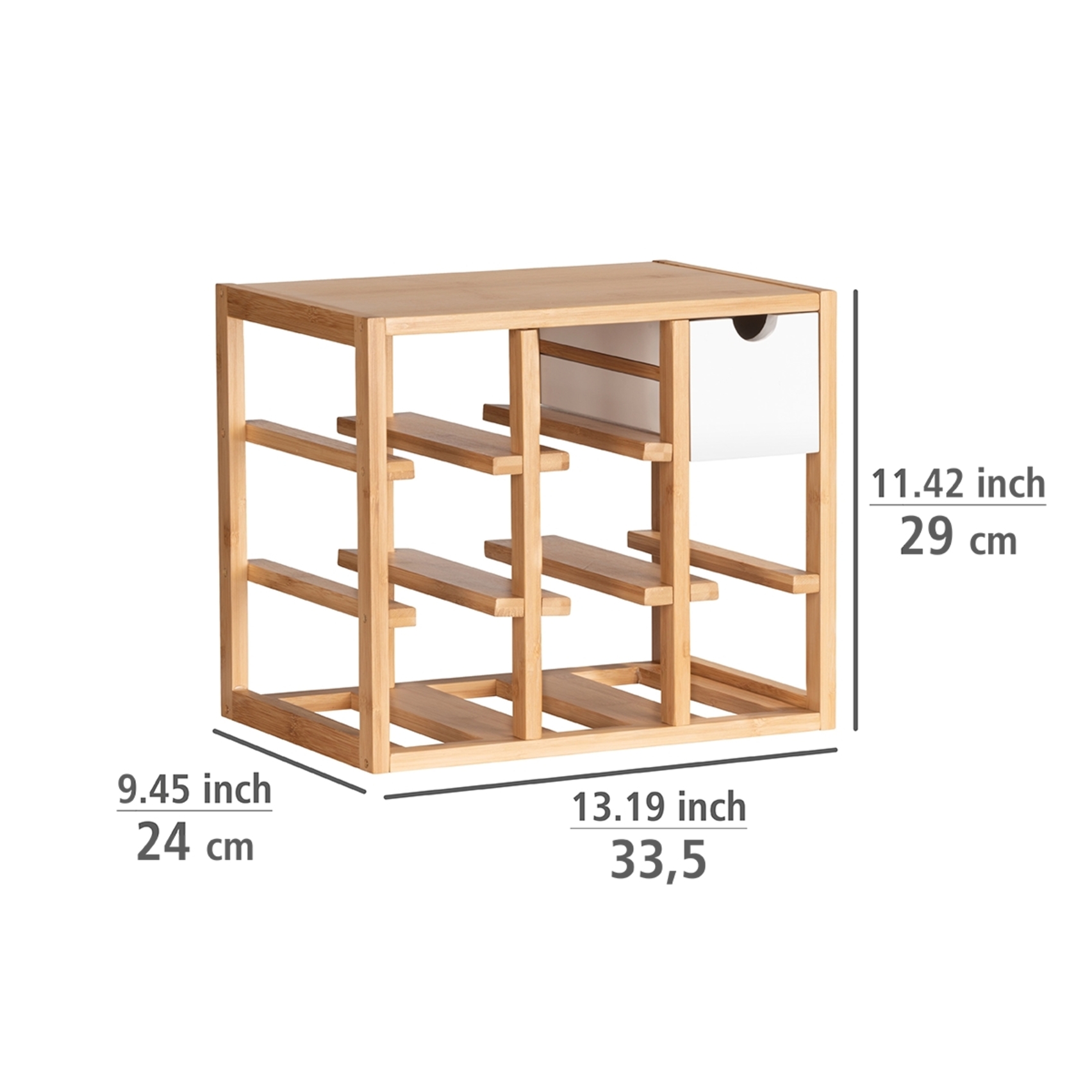 Wenko Weinregal Flaschenregal Regal quadratisch 33,5 x 24 x 29 cm Bambus Holz Braun