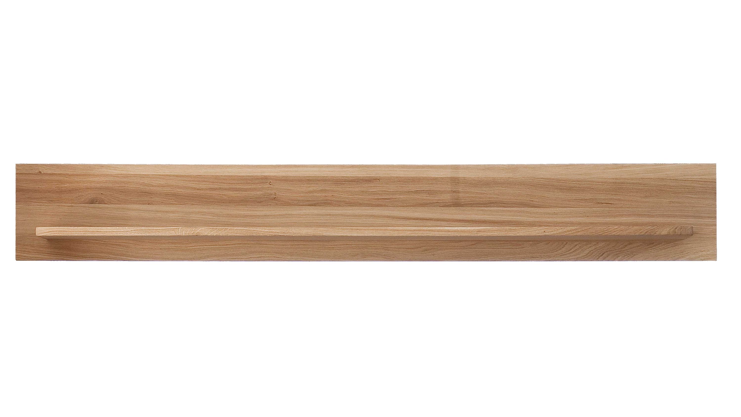 Langes Wandboard mit schmalem Regalbrett in hellbrauner Holzoptik