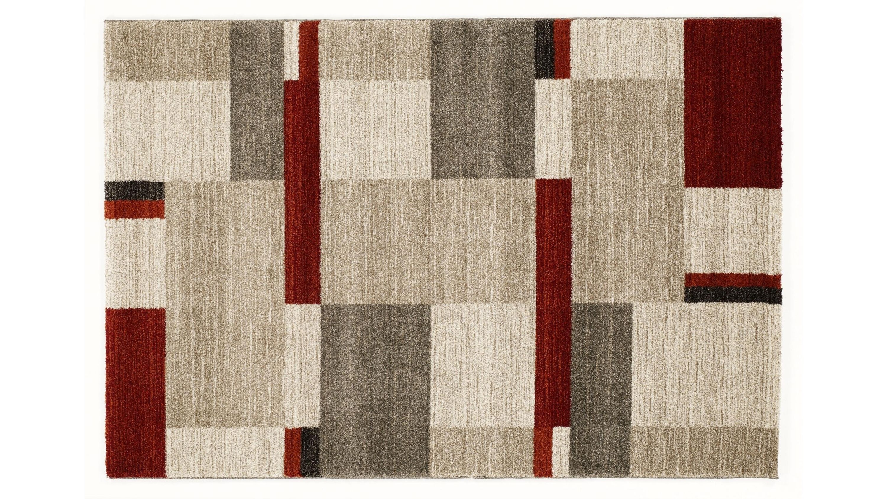 Rechteckiger Teppich mit geometrischem Muster in rot beige und braun