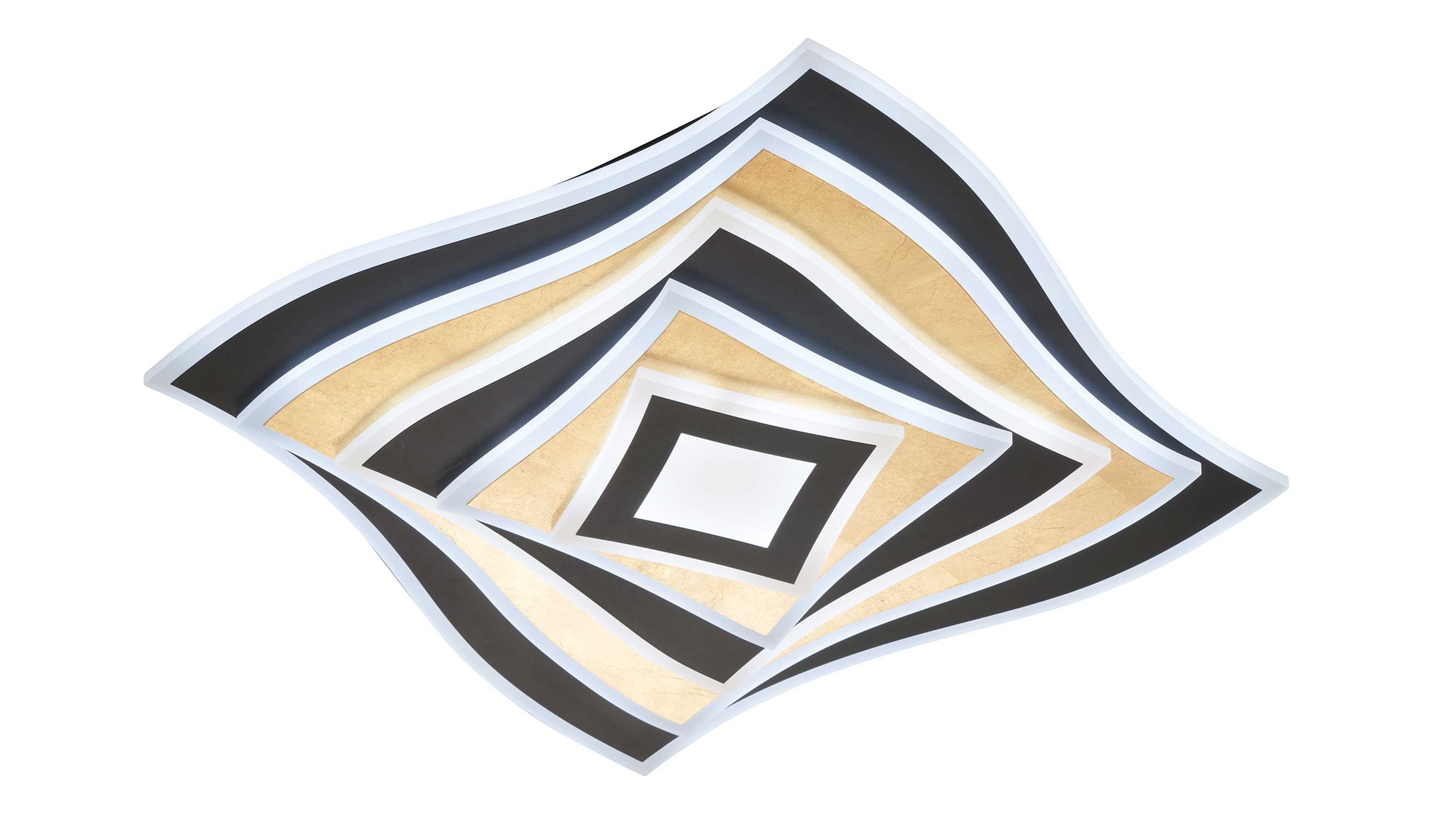 Wellenförmige Decke mit schwarz-goldenem Muster Decke mit wellenförmigem quadratischem Muster in schwarz und goldfarben