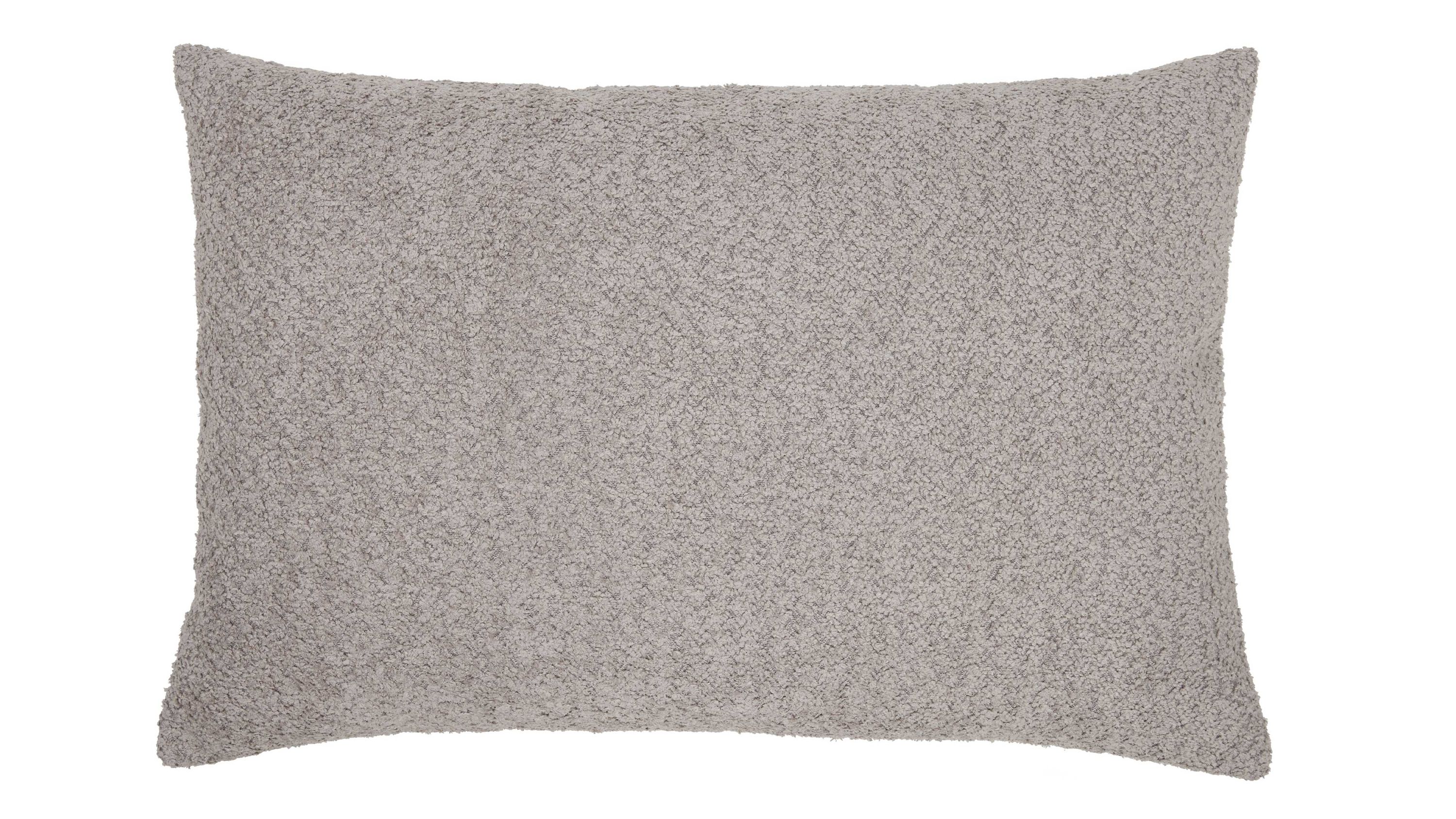 Taupefarbene Kissenhülle mit Bouclé-Struktur Rechteckige Kissenhülle in taupe mit strukturierter Bouclé-Oberfläche