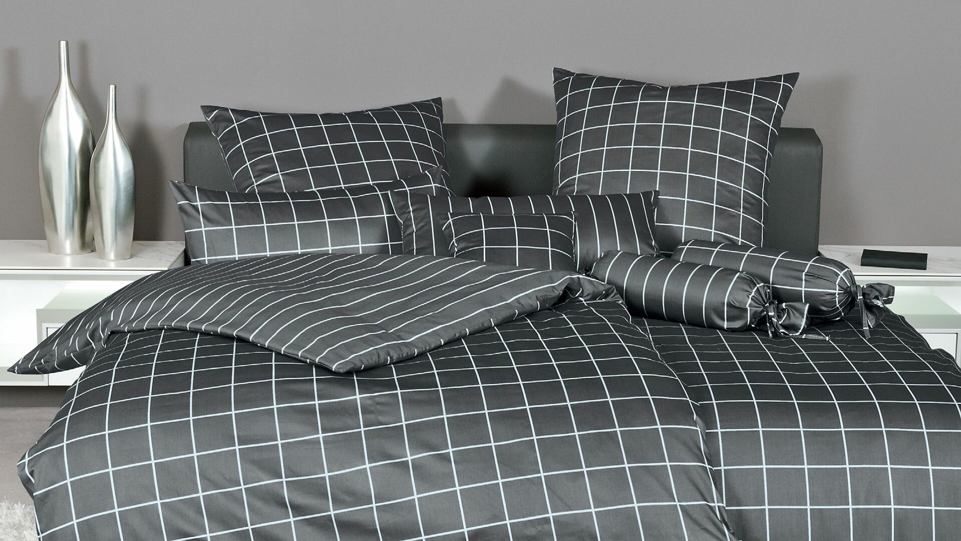 Janine Bettwäsche-Set Anthrazit Mako-Satin 135 x 200 cm modernclassic 39025