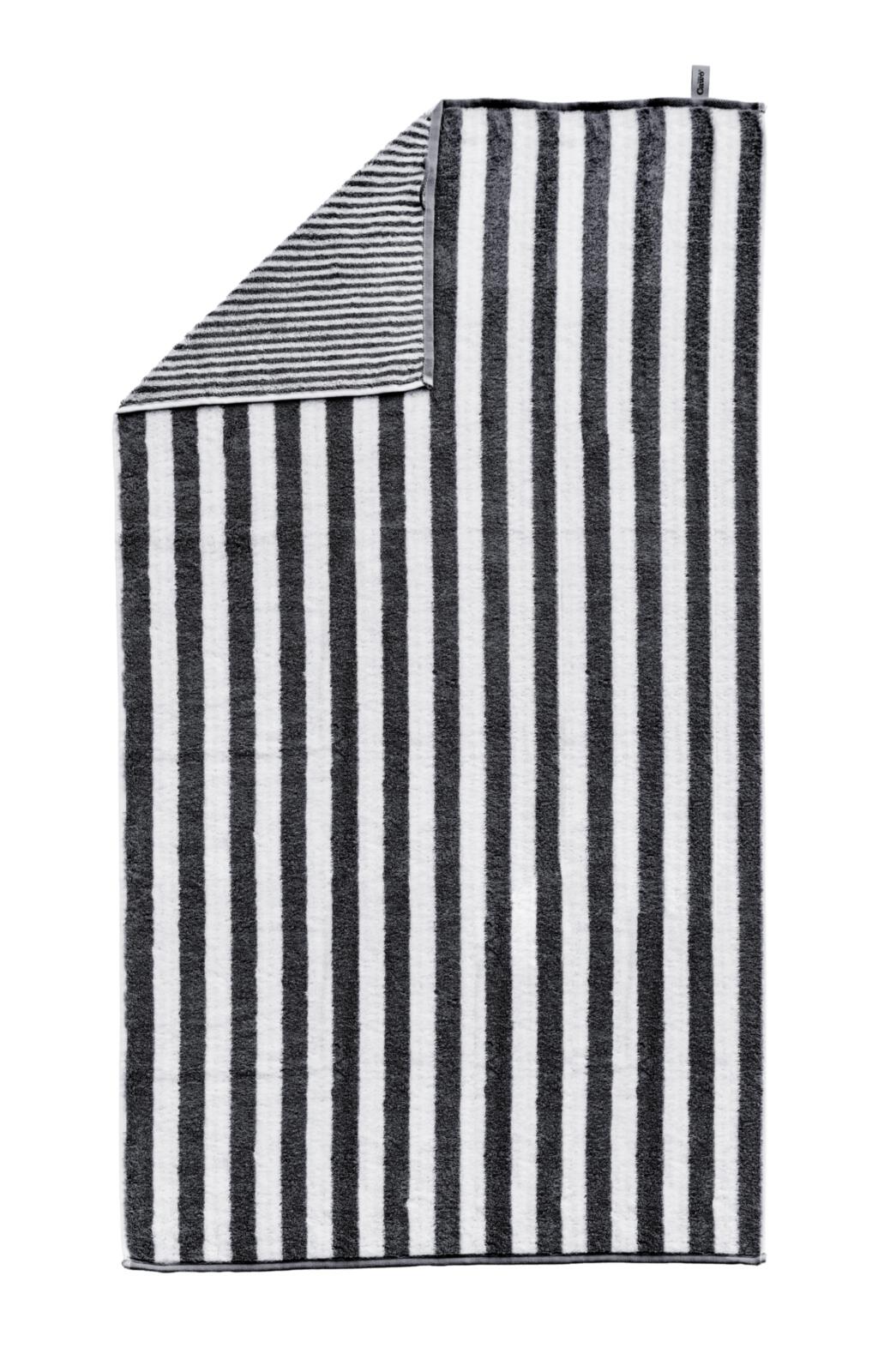 Schwarz weiß gestreiftes Baumwoll Handtuch 50x100 cm weich saugfähig hautfreundlich mit Wendeseite