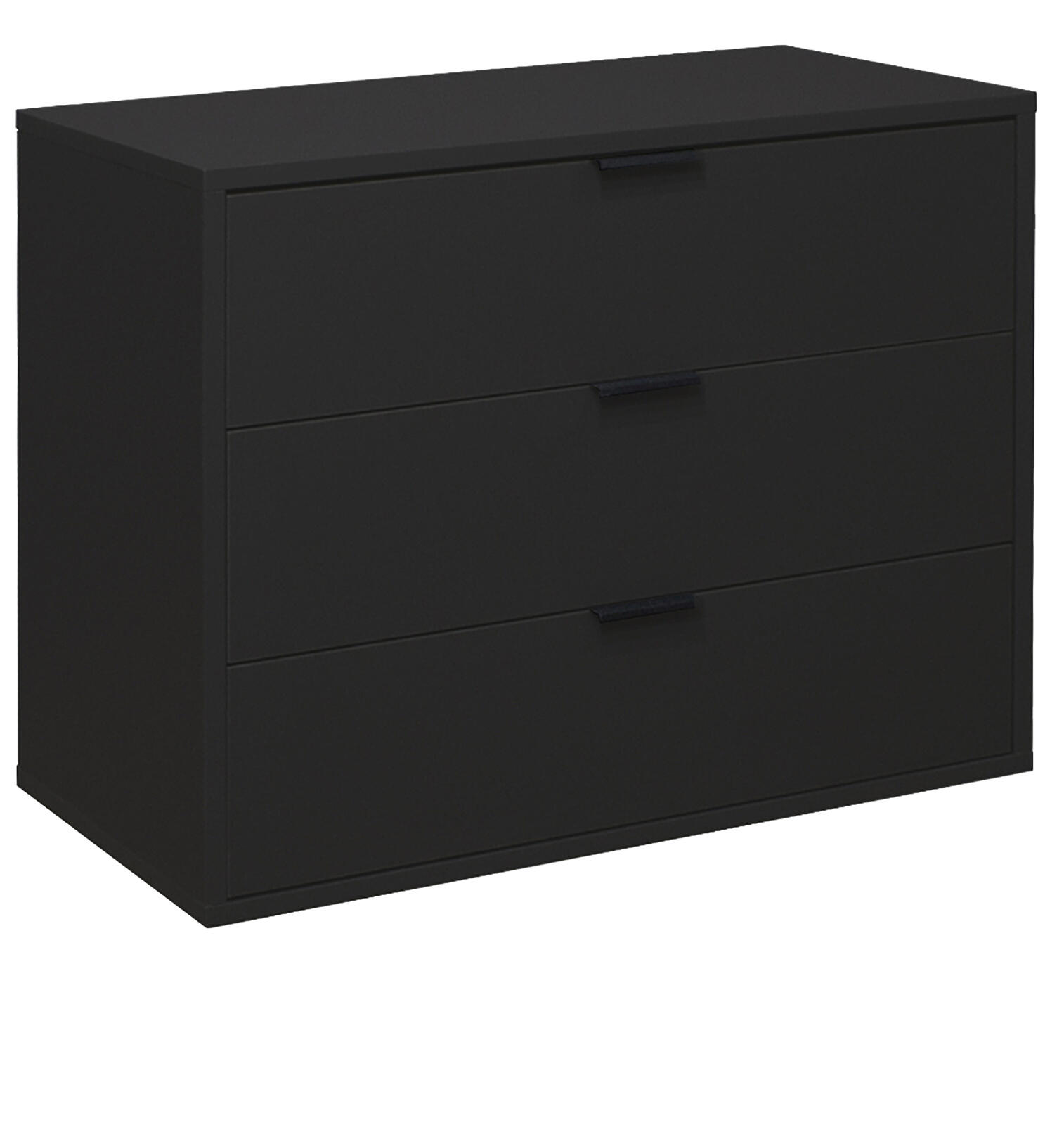 Sideboard mit drei Schubladen in mattem Anthrazit  grifflos und geradlinig gestaltet
