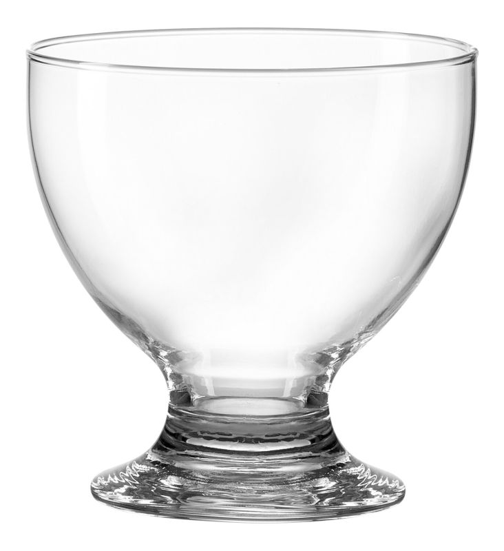 Klare runde Dessertschale mit breitem Fuß aus Glas