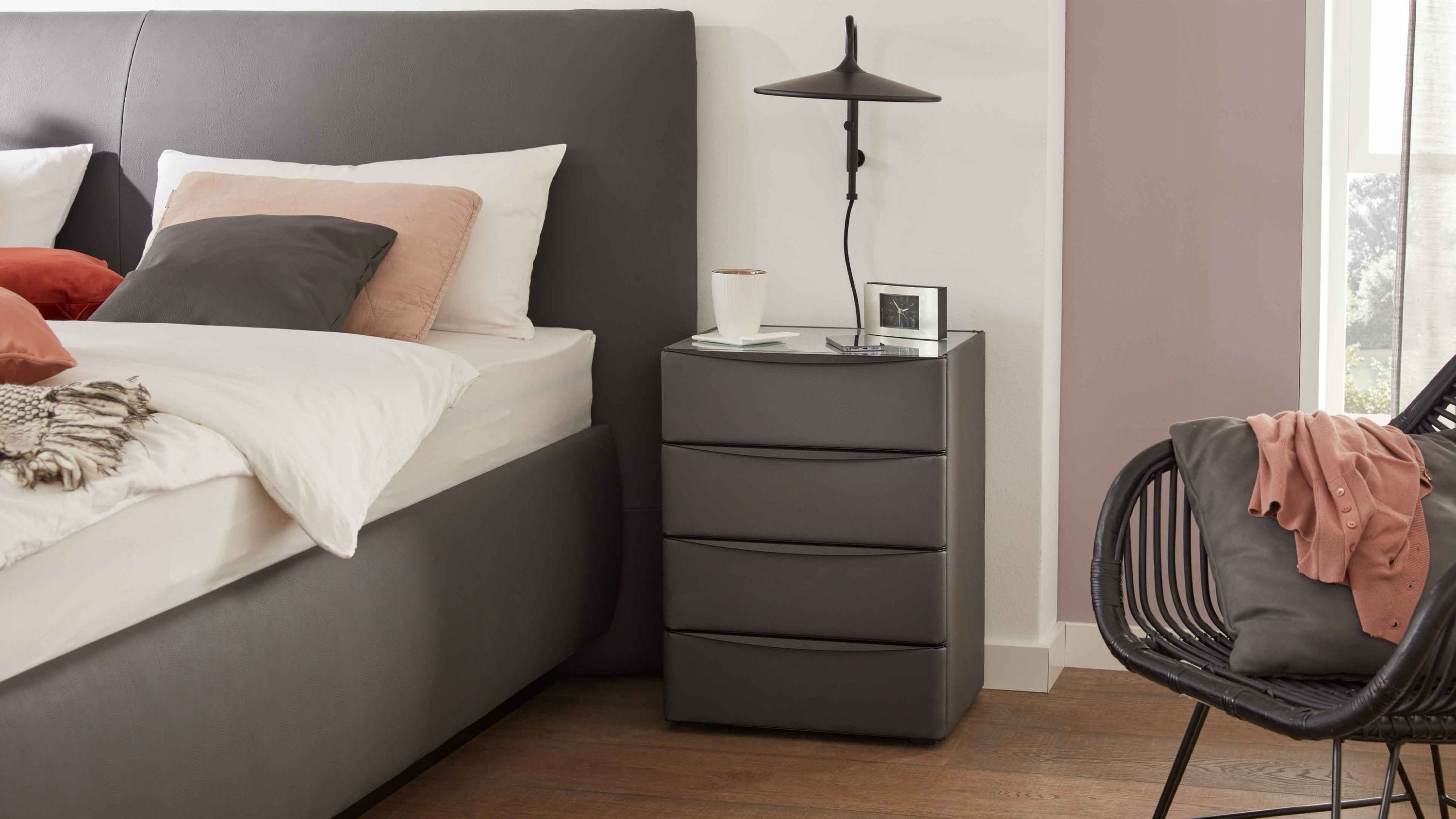 Comfortmaster OC-PB21005 - Nachtkommode 64 graues Kunstleder Santiago 472000  vier Schubladen