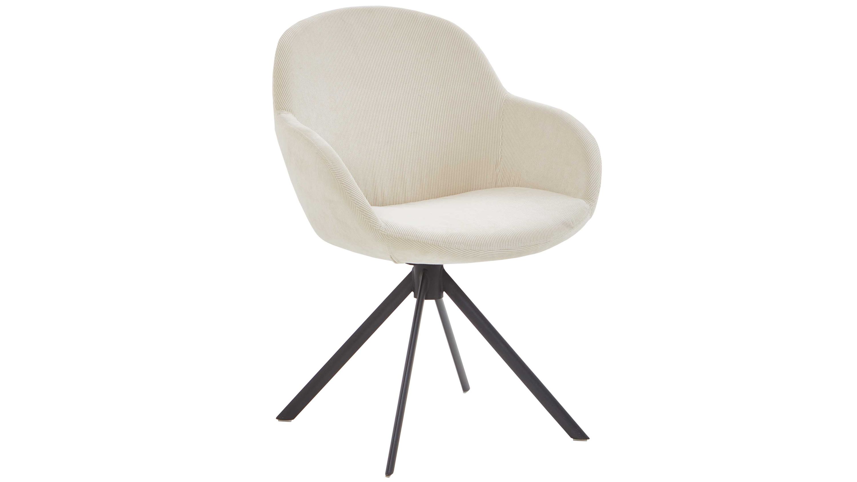 Armlehnstuhl mit cremefarbenem Bezug und schwarzem Metallgestell Armlehnstuhl mit cremefarbenem Bezug und schwarzem Gestell aus Metall