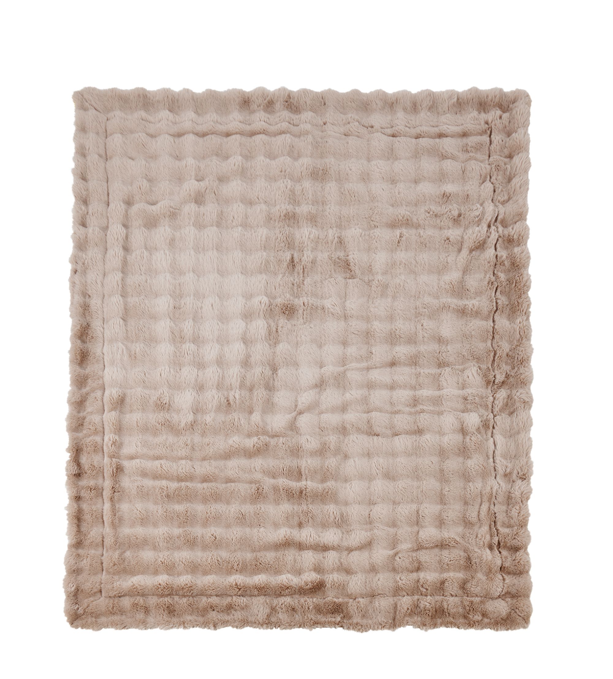 Beige Wohndecke mit strukturierter Oberfläche und weichem Fellimitat