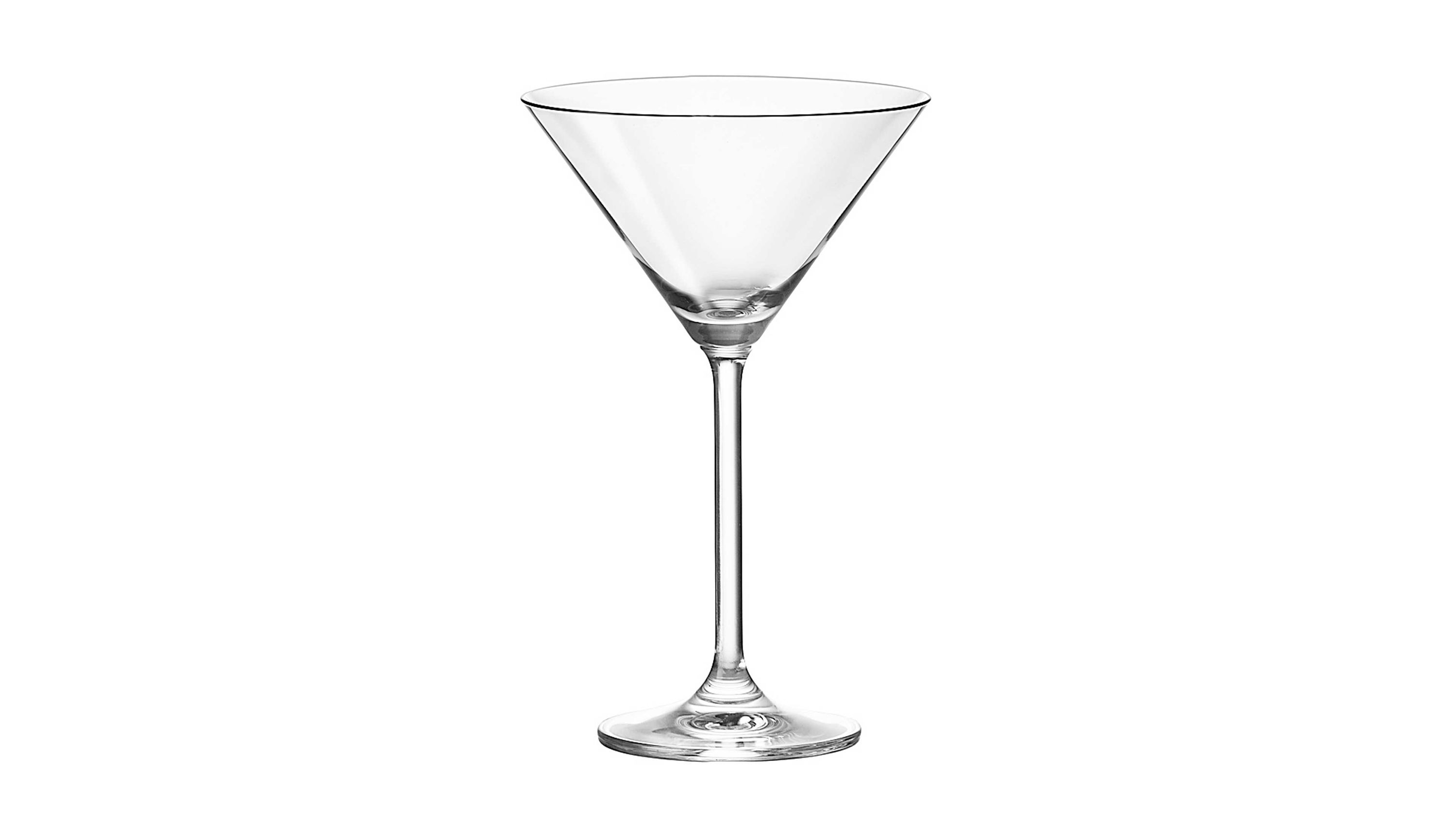 Cocktailglas mit langem Stiel und konischer Form Cocktailglas mit konischer Form langem Stiel und rundem Fuß aus klarem Glas