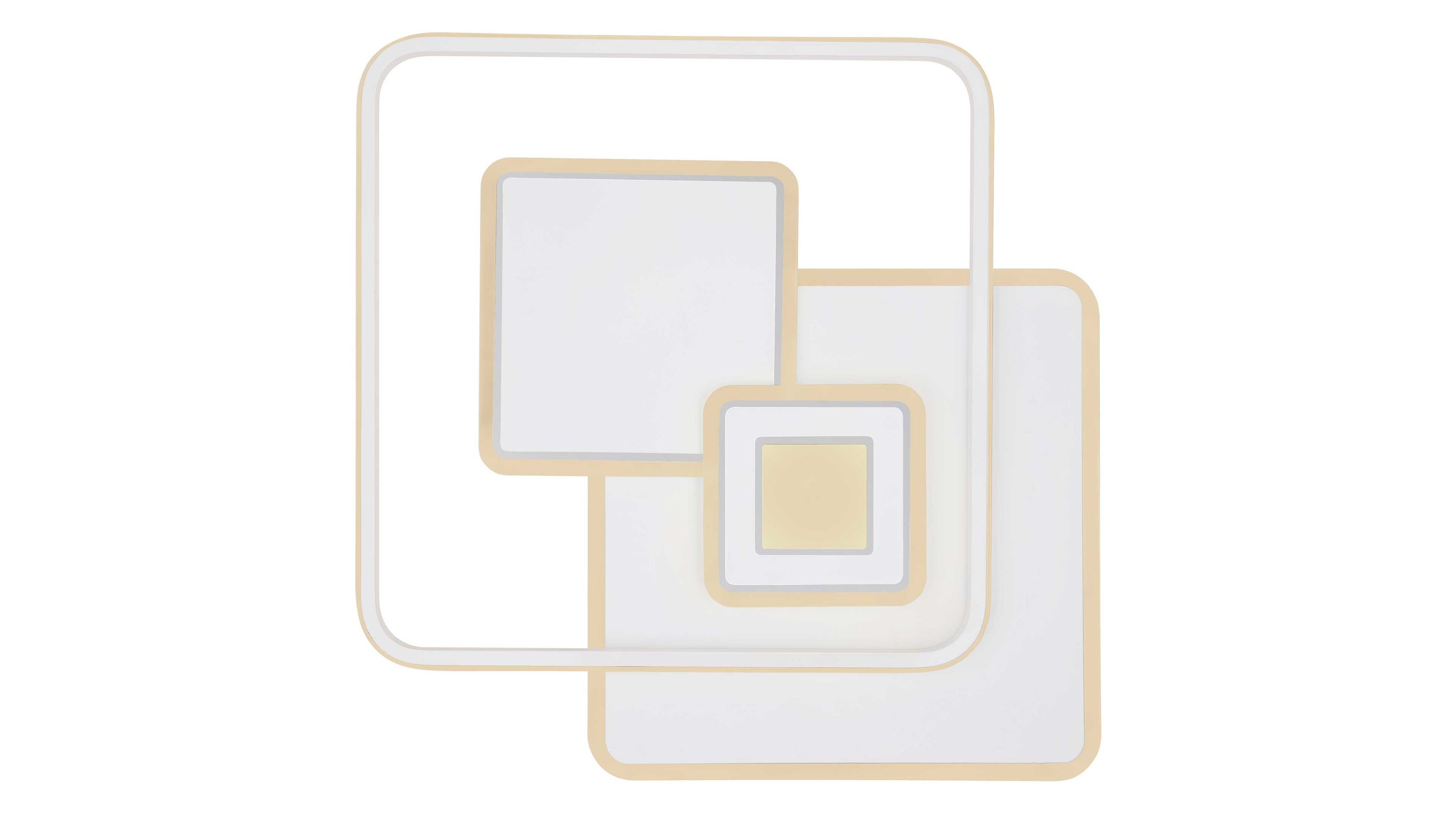 Deckenlampe mit quadratischen Rahmen in Weiß und Opal Deckenlampe mit drei ineinander angeordneten quadratischen Rahmen in weiß und opalfarben