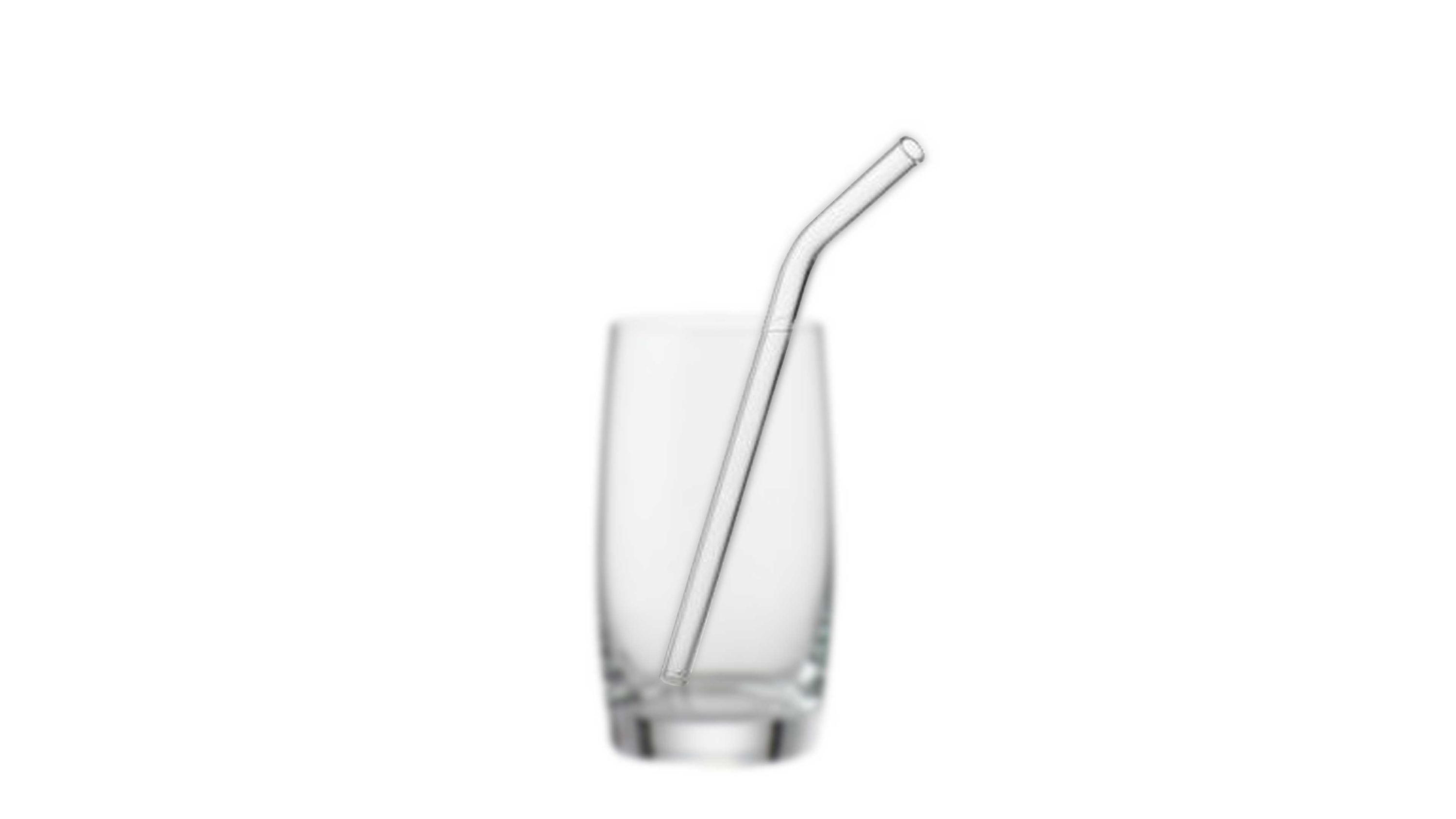 BOHEMIA Cristal Glas-Trinkhalm-Set Simax Borosilikatglas  Länge ca. 20, gebogen