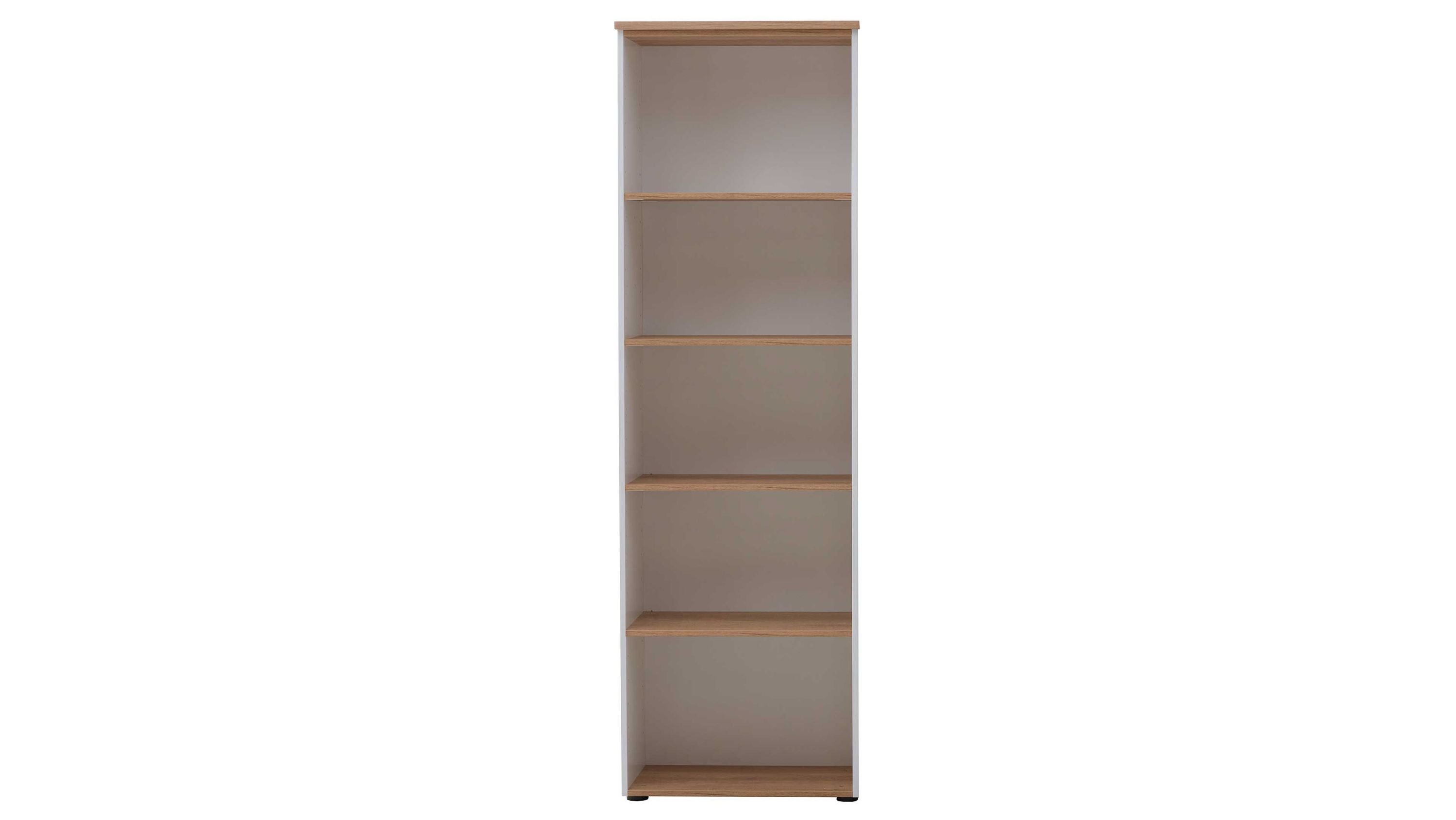 PAIDI Jugendzimmerprogramm Oscar - Standregal Kreideweiß & Nebraska Eiche  fünf Fächer, Höhe ca. 206 cm