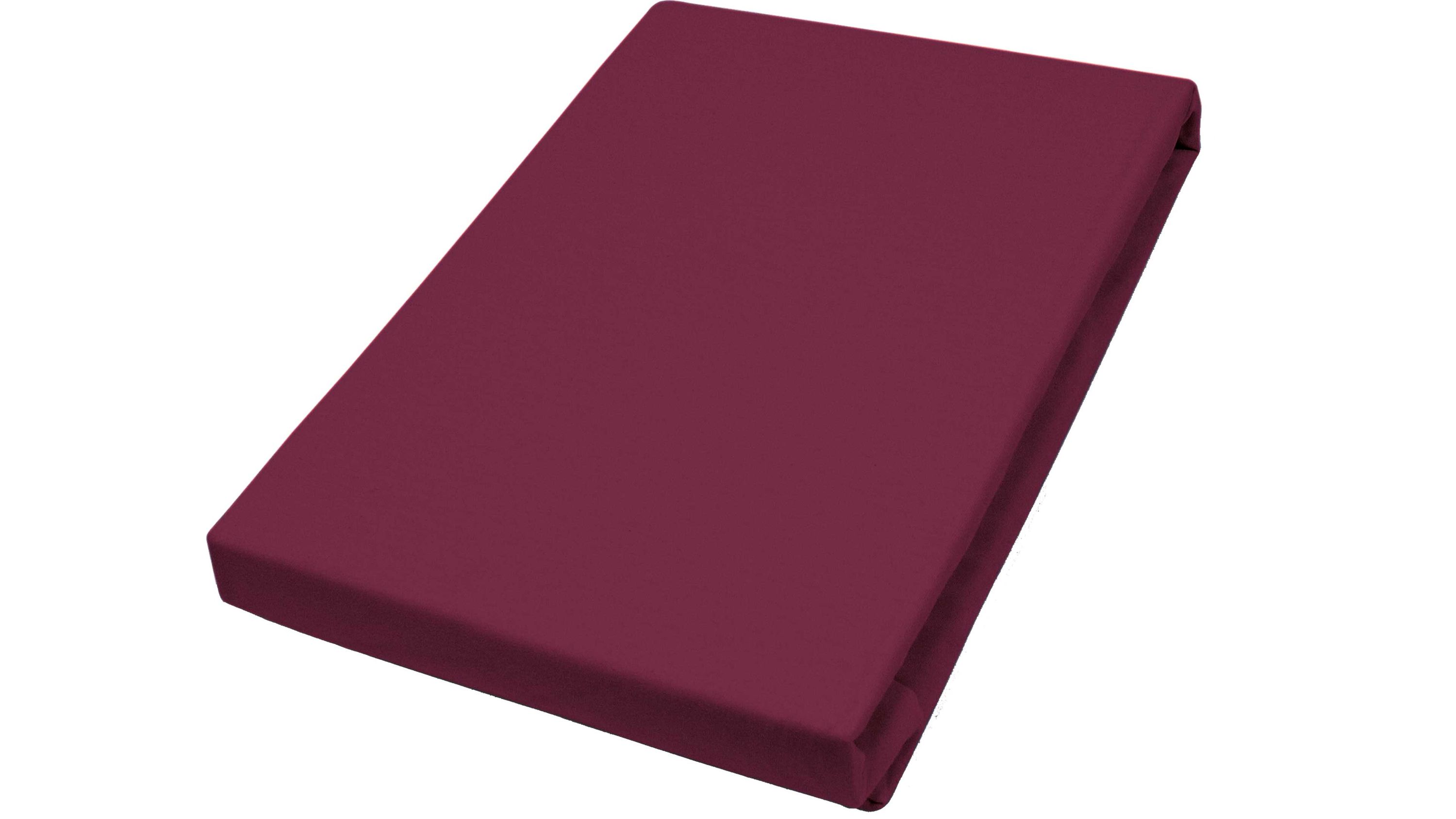 HAHN Spannbettlaken bordeauxroter Baumwolljersey - ca. 150 x 200 cm