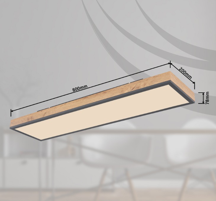 Rechteckige Deckenleuchte aus Aluminium  flach und dimmbar  frontal freigestellt fotografiert
