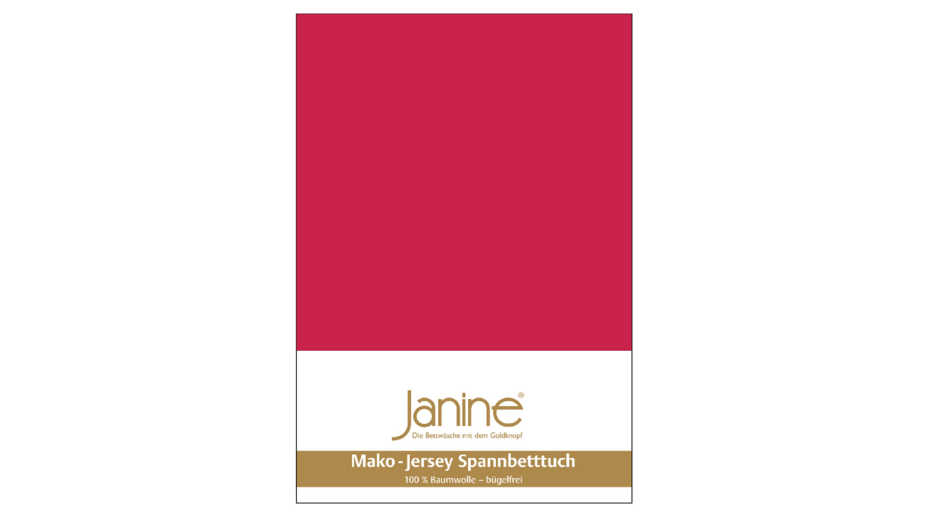 Rotes Spannbettlaken aus Jersey mit Verpackung und Markenaufdruck