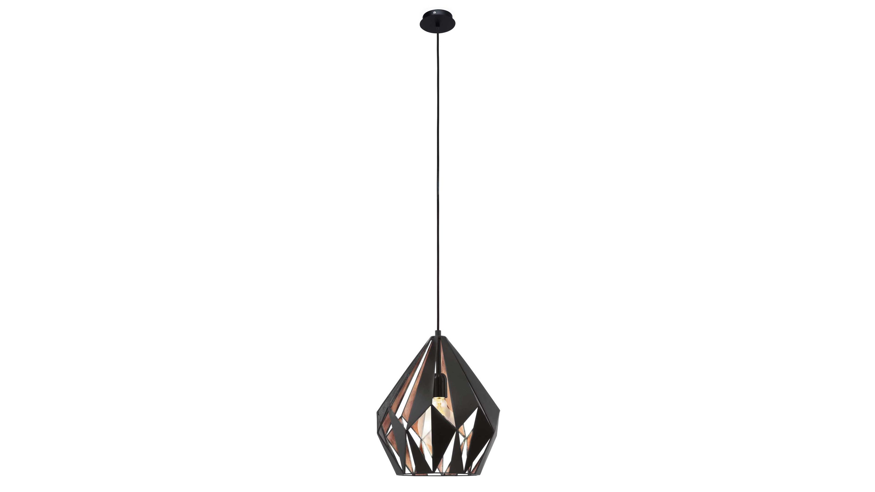 EGLO Pendelleuchte Carlton 1 Schwarz & Kupfer - Durchmesser ca. 31 cm