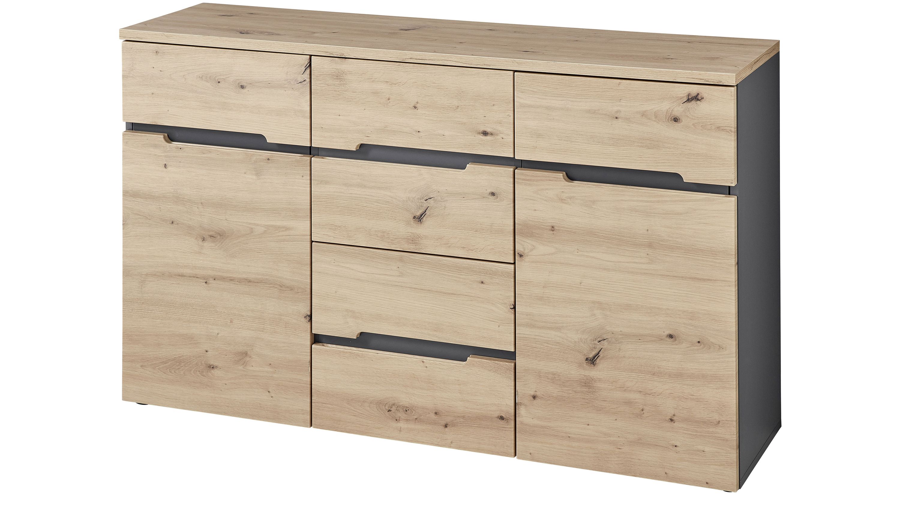 Kommodenserie Memphis Artisan Eiche & Graphit - Breite ca. 135 cm