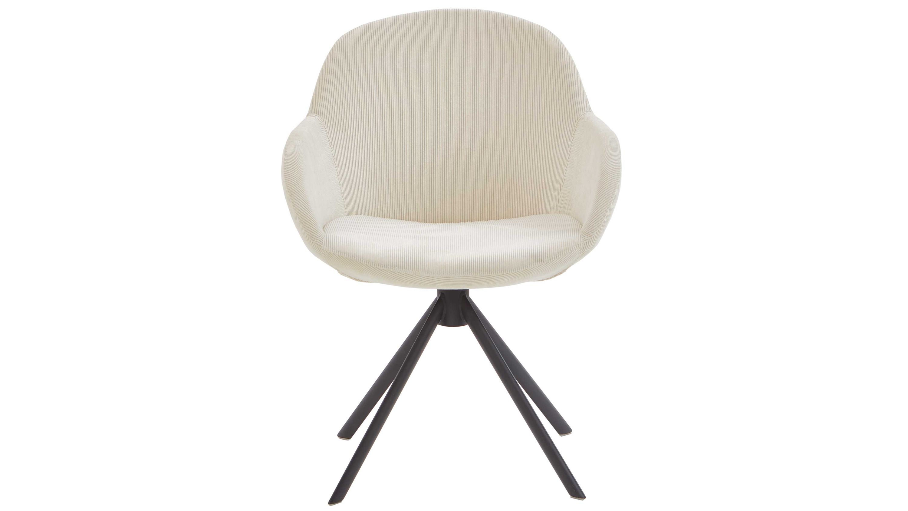 Armlehnstuhl mit Drehfunktion und cremefarbenem Bezug Armlehnstuhl mit cremefarbenem Bezug und schwarzem Gestell mit Drehfunktion