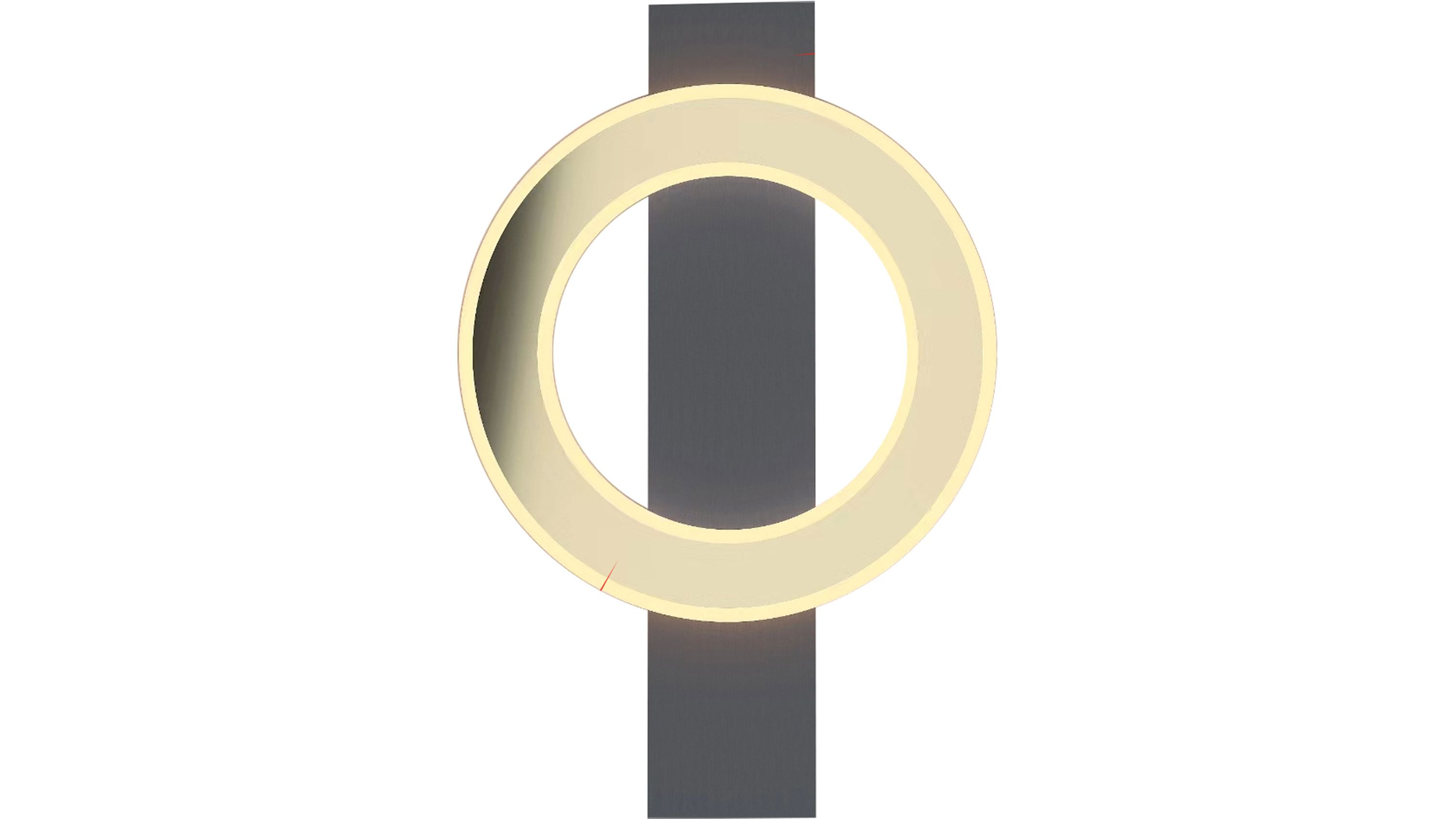 Runde Deckenleuchte mit leuchtendem Ring und dunklem Halter Runde Deckenleuchte mit leuchtendem Ring und rechteckigem Halter in dunkler Farbe