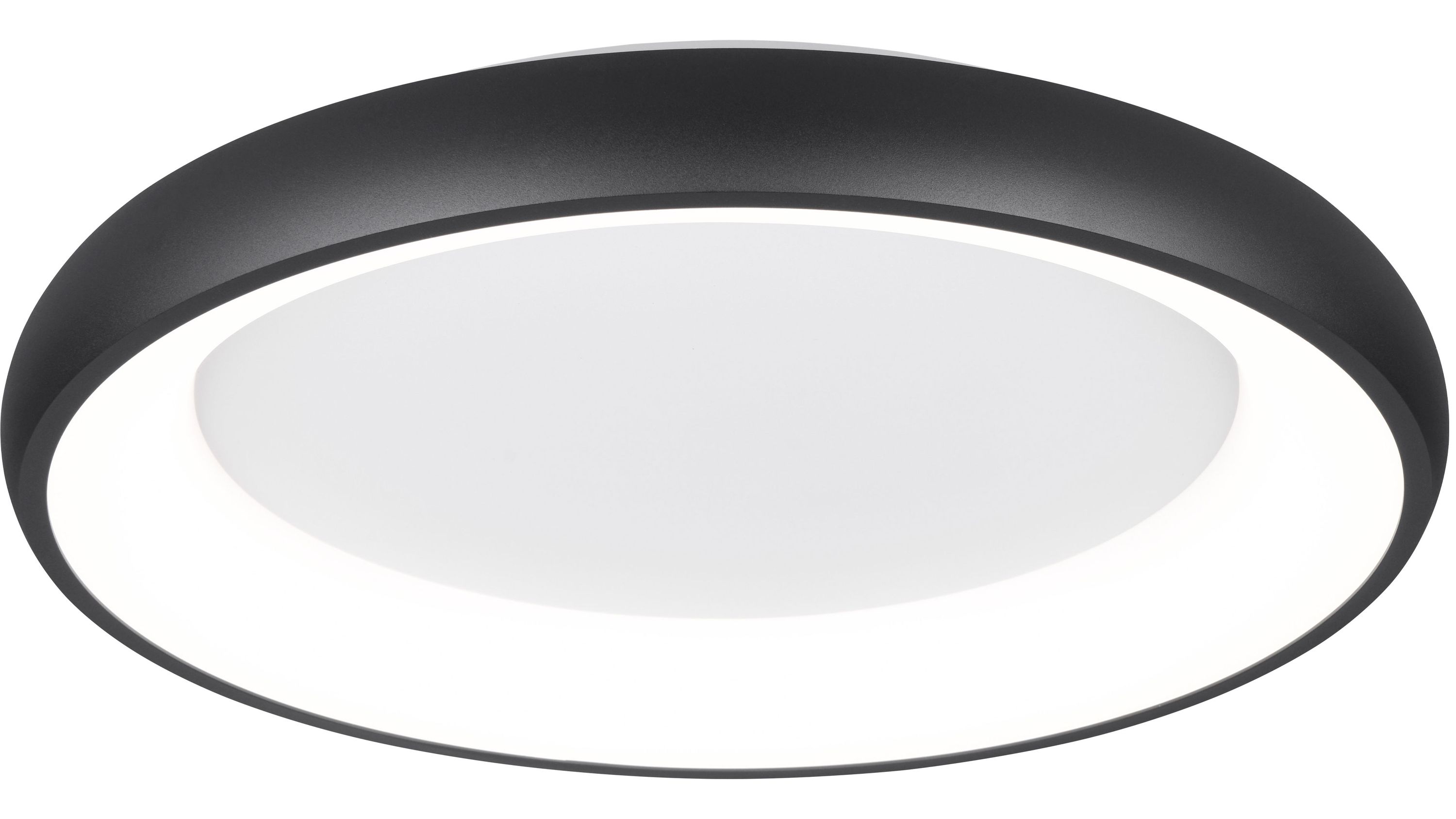 Runde Deckenleuchte mit schwarzem Rand Runde Deckenleuchte mit schwarzem Rand und weißem Lichtdiffusor
