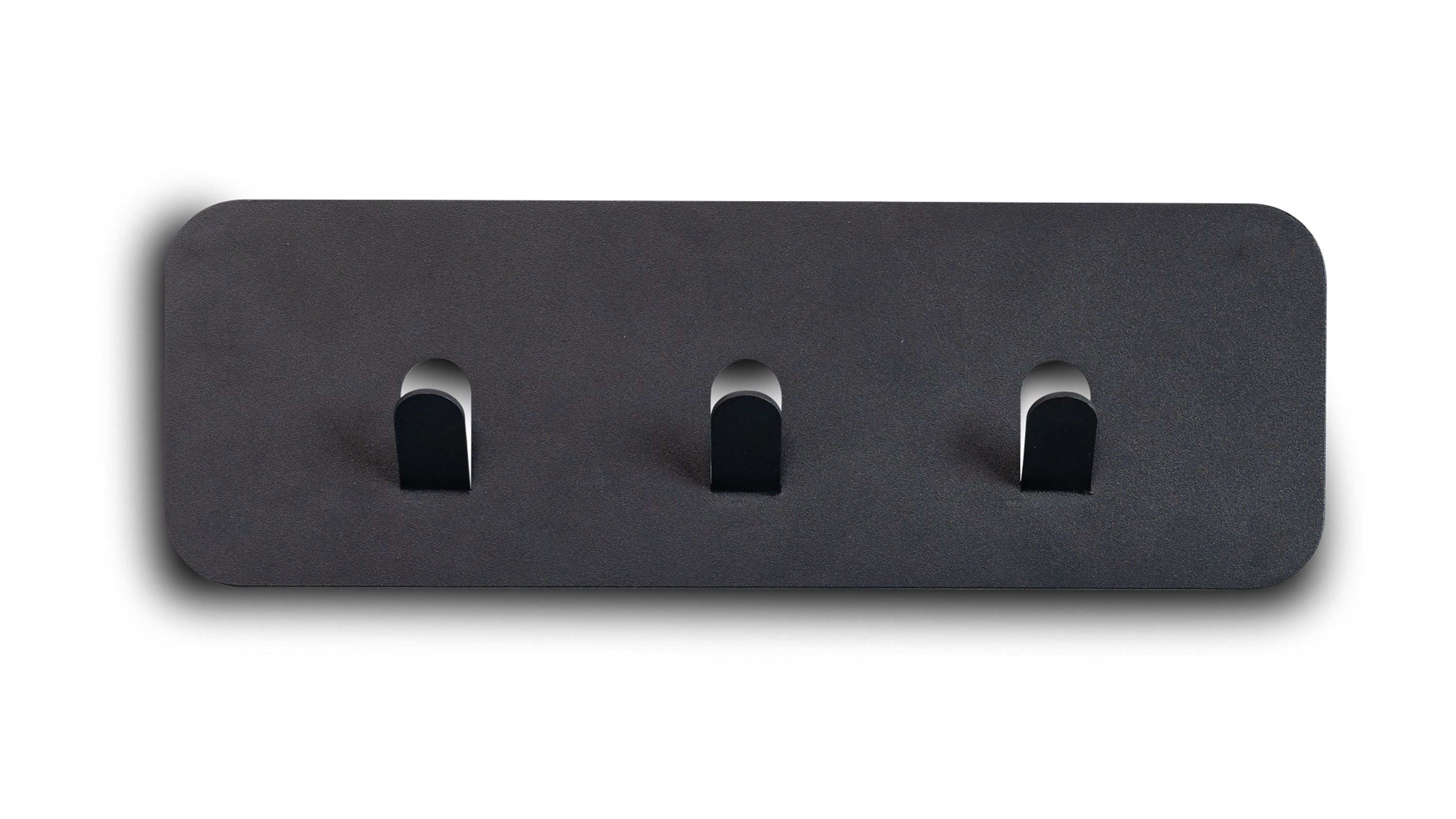 Garderobenleiste mit drei Haken in Anthrazit Anthrazitfarbene Garderobenleiste mit drei abgerundeten Haken