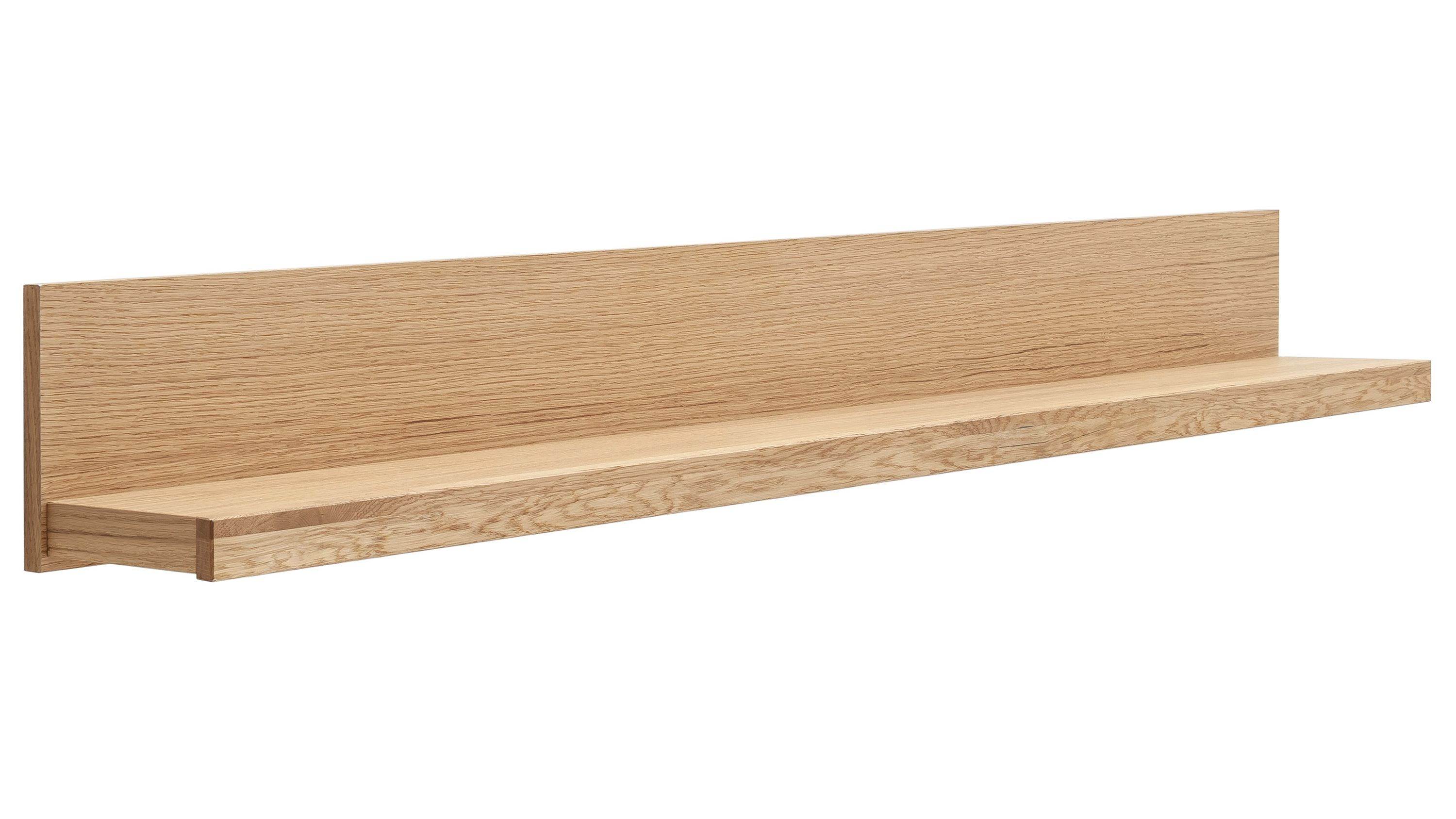 Wandboard mit Ablagefläche in Holzoptik Wandboard aus Holz mit breiter Ablagefläche und Rückwand in heller Holzoptik