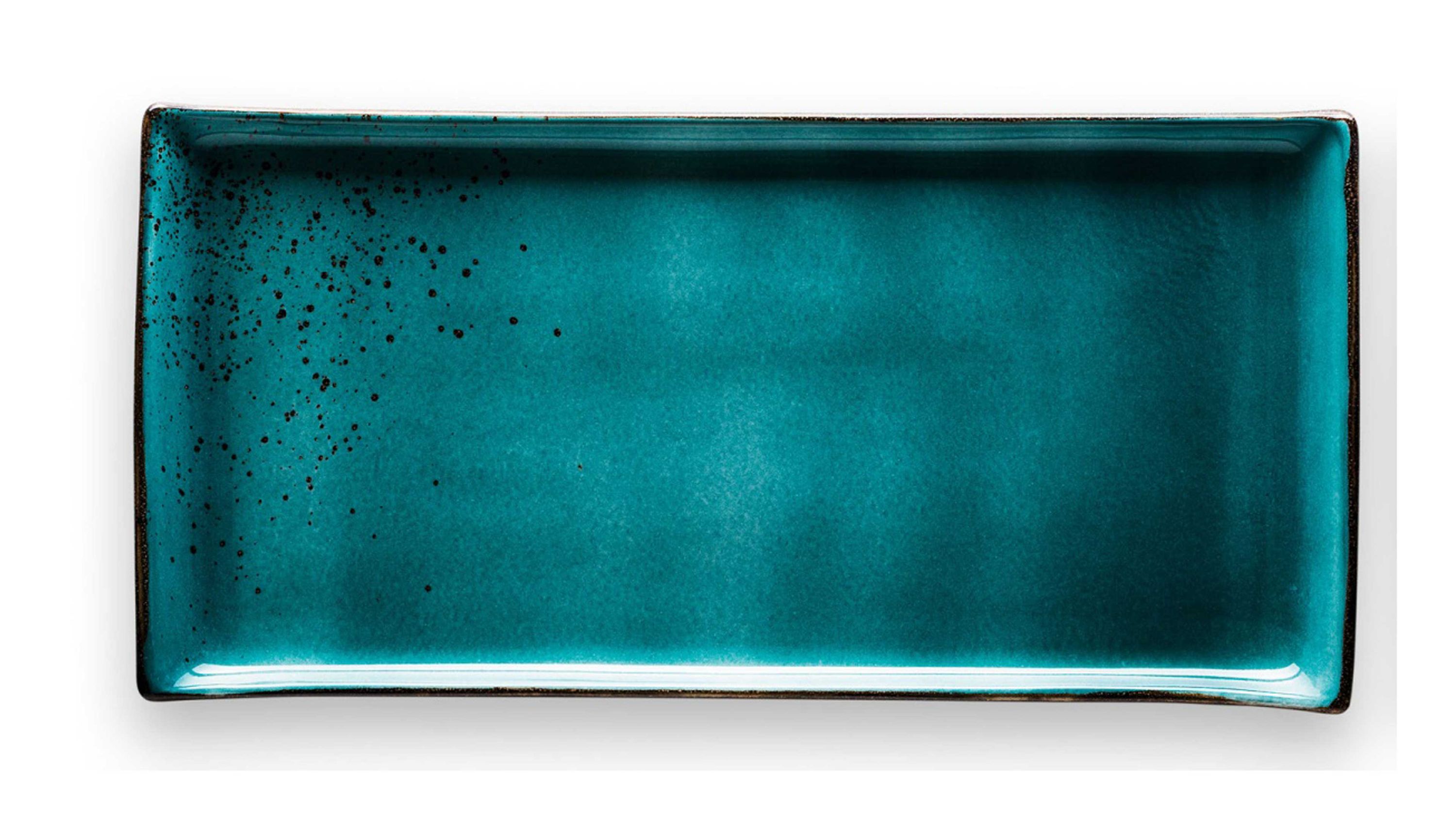 CREATABLE Nature Collection  BBQ-Servierplatte wasserblaues Steinzeug  ca. 33 x 17 cm