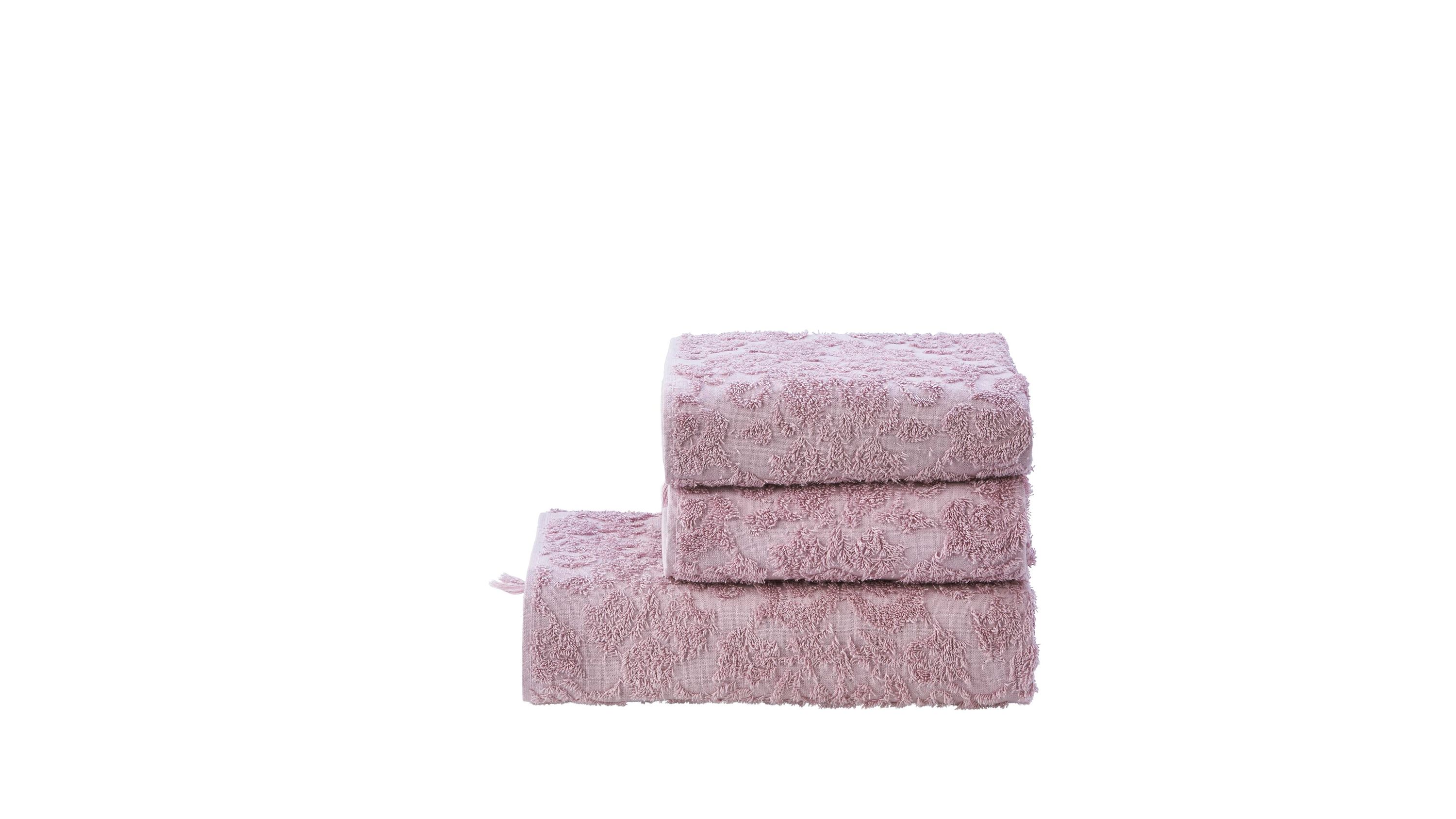 Dreiteiliges Handtuch-Set in altrosa mit Ornamentmuster